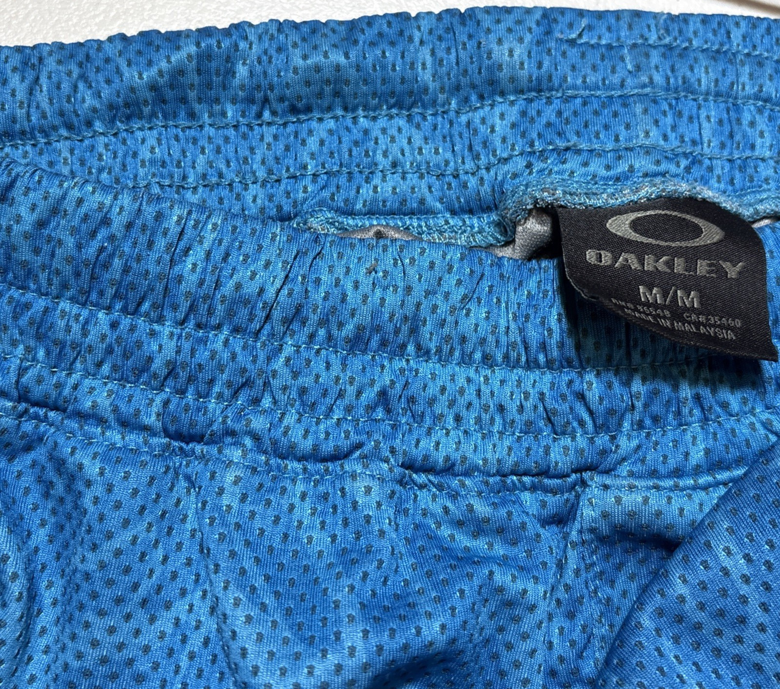 Y2K Oakley Blue “Frogskin” Athletic Frog Board Shorts M Surf Rare Logo Vintage