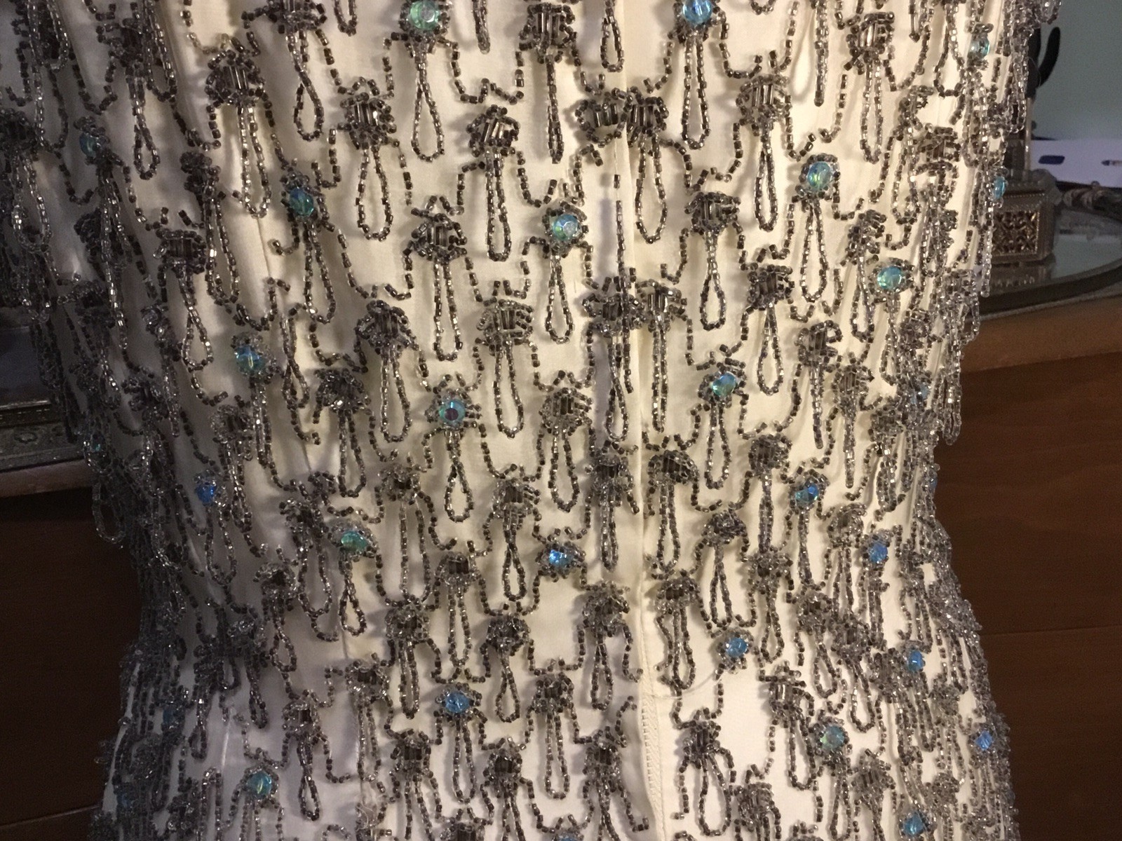 1960’s Vintage British Crown Colony Beaded Rhinestone Hong Kong Dress Small READ