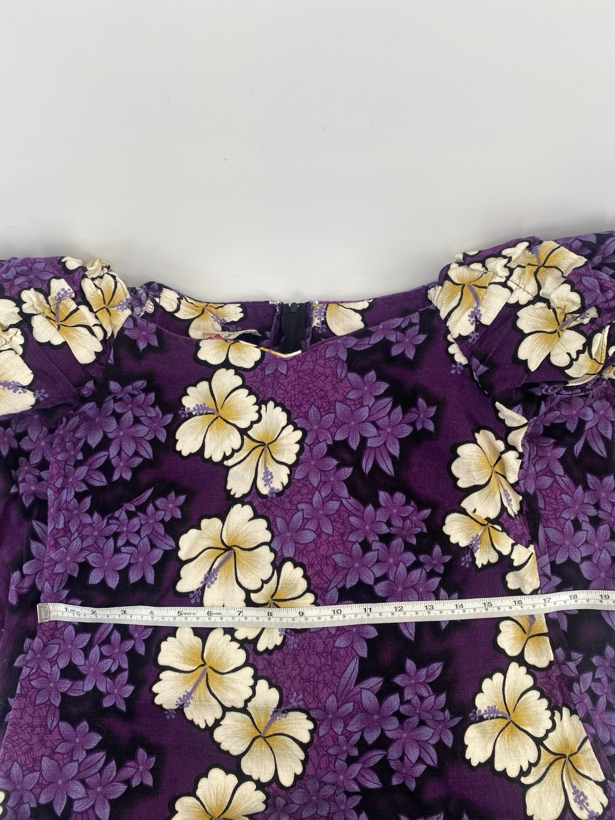 Vintage Hilo Hattie Purple Hawaiian Hibiscus Flower Mu’umu’u Women’s Size Large