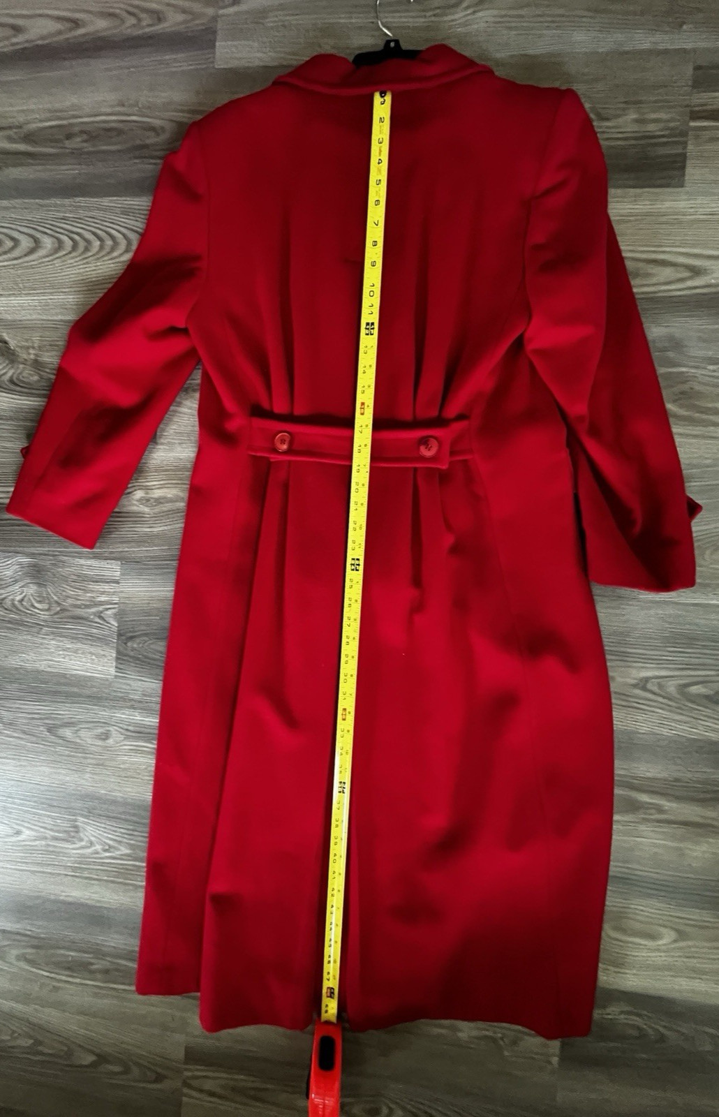 VTG Evan Picone Long 100% Wool Double Breasted Coat Women’s Medium Bright Red