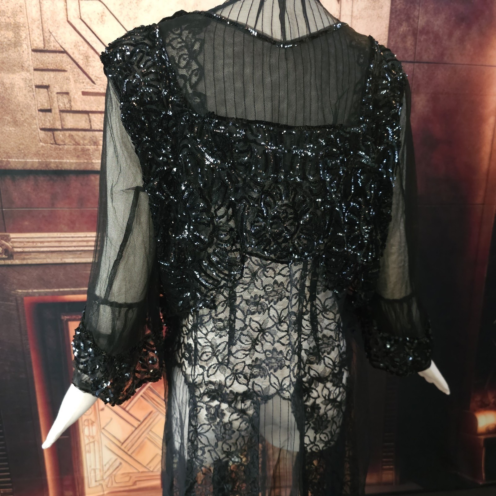Unbelievable Rare Chiffon Fully Sequined Edwardian 1910s 20s Blouse Top Antique