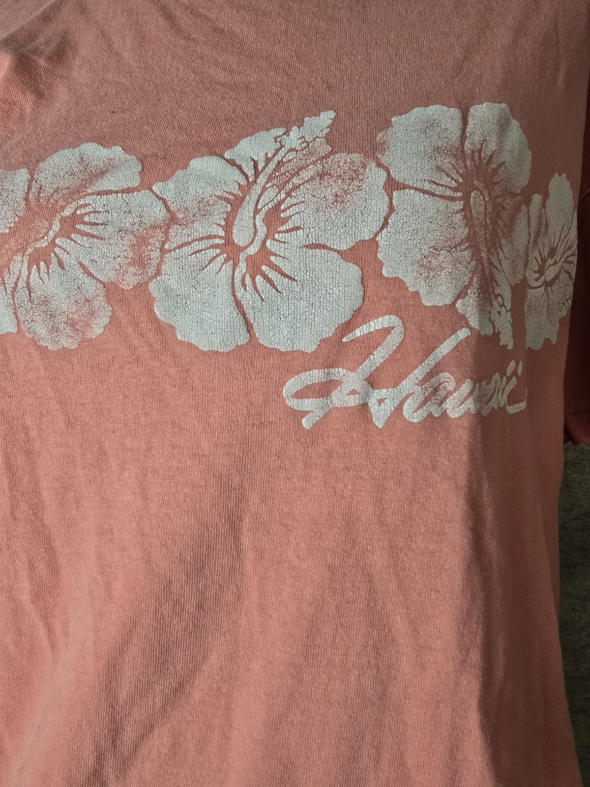 Vintage 80s/90s Stedman Super Hi-Cru Puffy Ink Pink Hibiscus Hawaii T-shirt XL