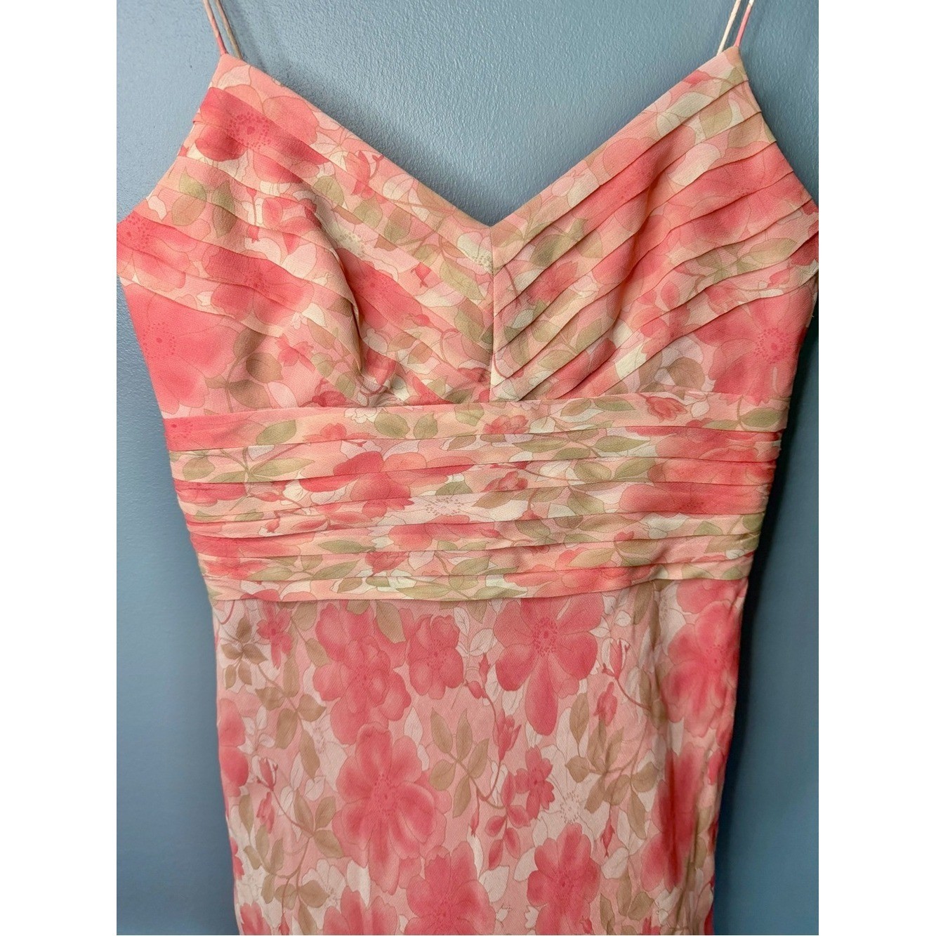 Vintage Y2K Ann Taylor Loft Silk Floral Pink Slip Dress Romantic Fairy | Size 2