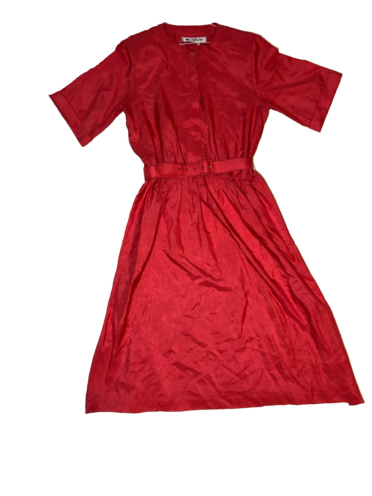 MS Chaus Coral Colored Dress, VTG, Belted, Size 12, Sri Lanka, 100% polyester