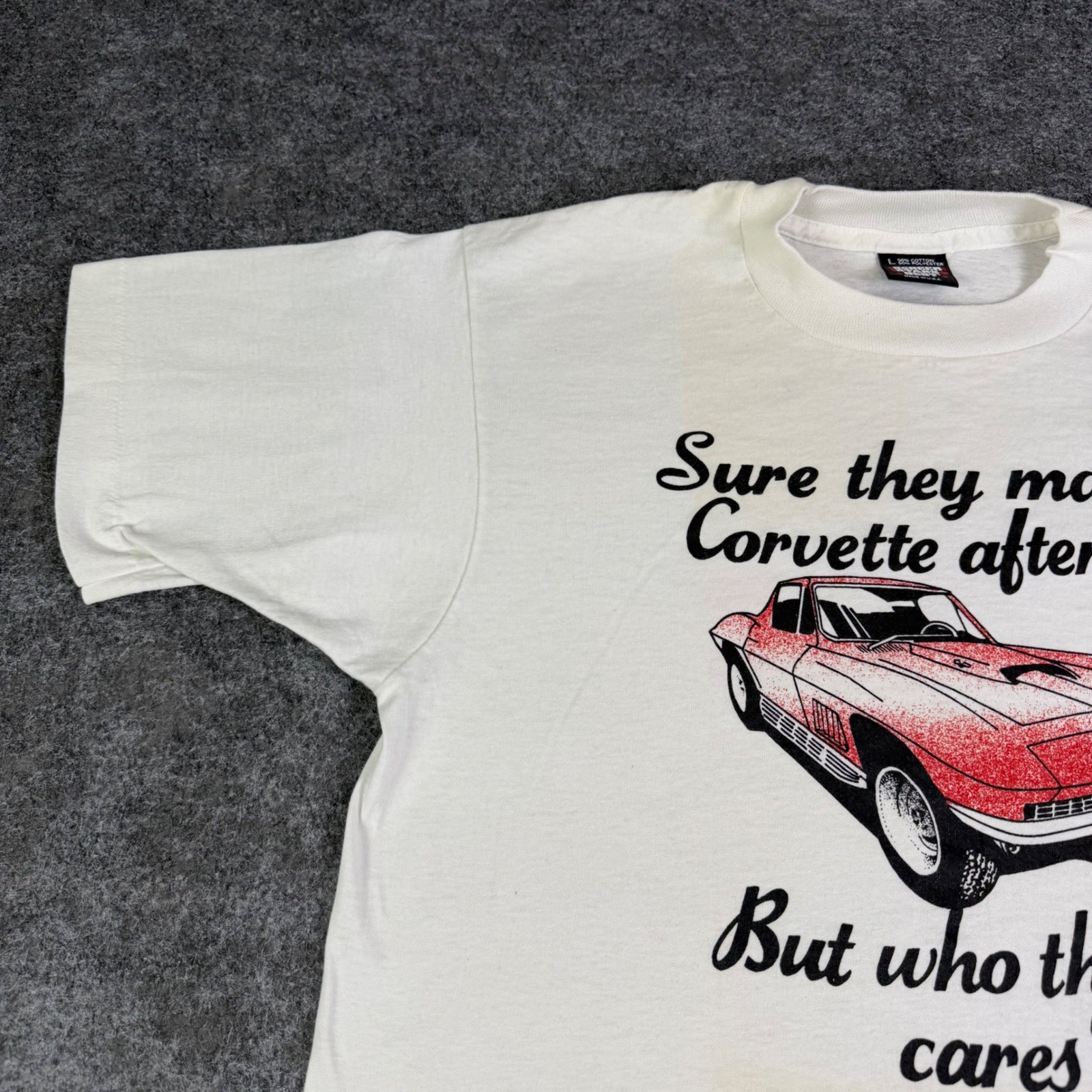 Vintage 80s Screen Stars Best 1967 Corvette T-Shirt White Large Single Stitch