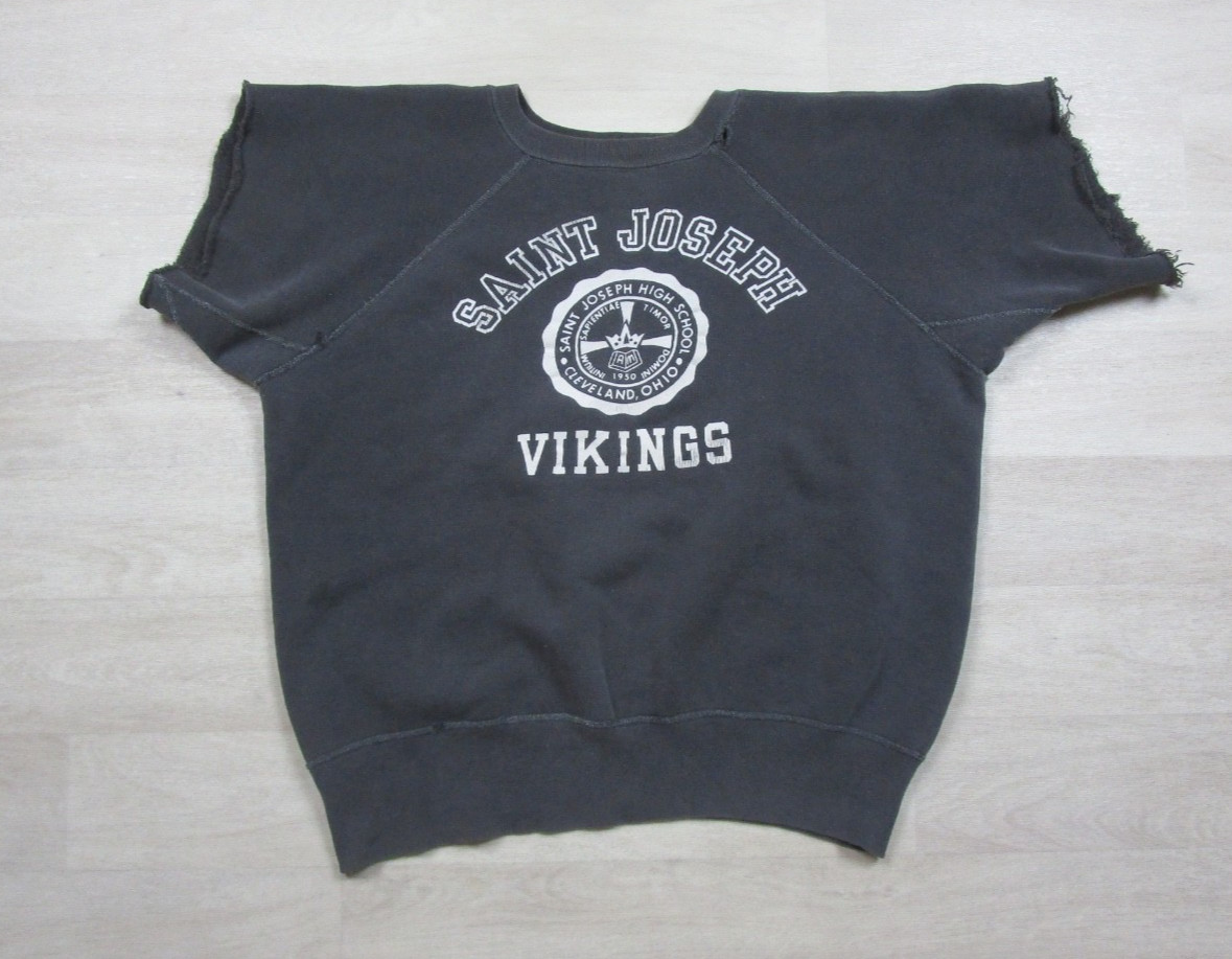 Vintage 50s Crewneck Sweatshirt (M) Gusset Sleeve Saint Joseph Vikings CLE Ohio