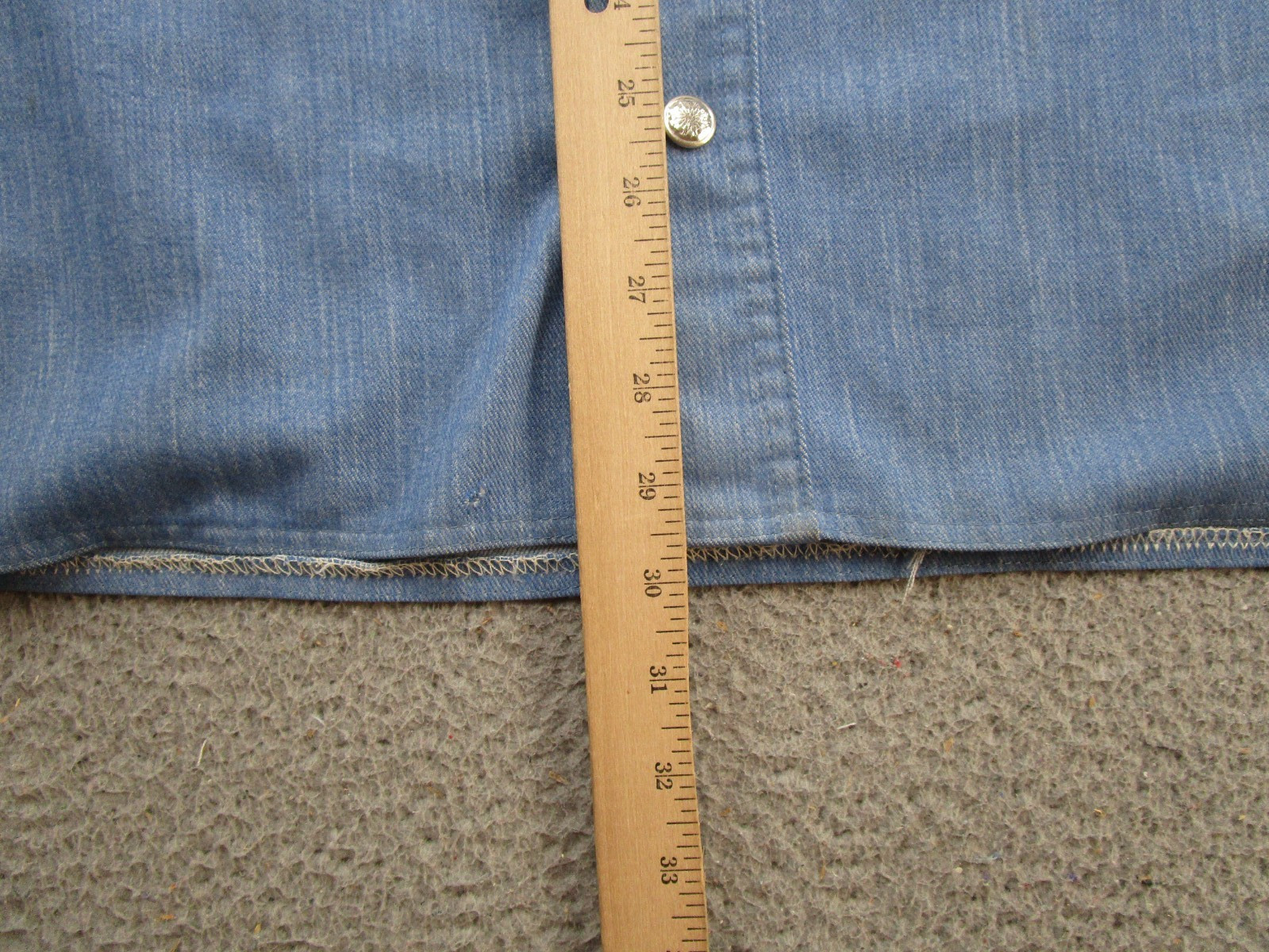 Vintage 80s Big Yank Western Wear Denim Metal Snap Up Button Shirt Mens 46