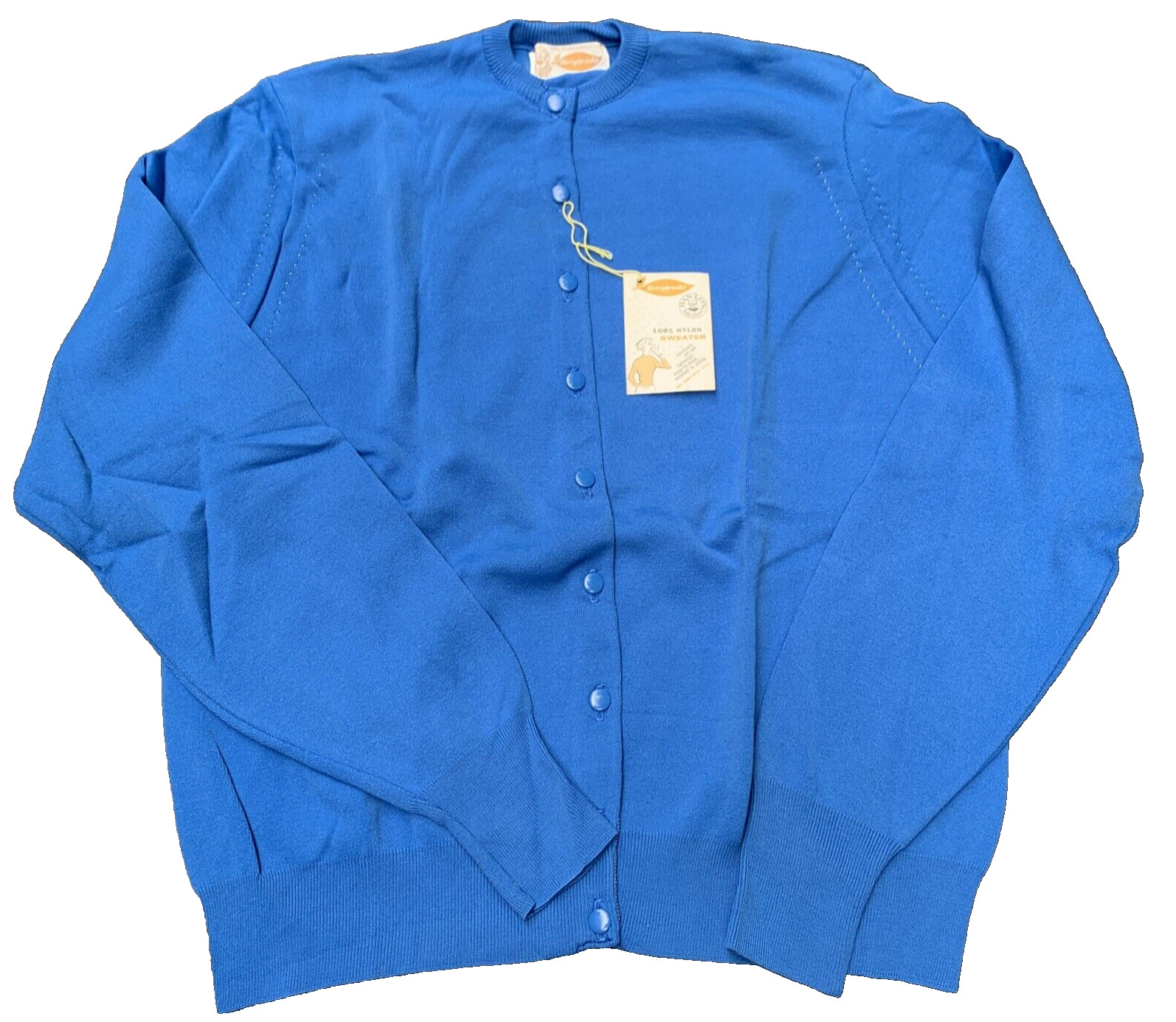 New in Plastic! 1960’s KERRYBROOKE SEARS Sweater Nylon BLUE Vintage Old Stock