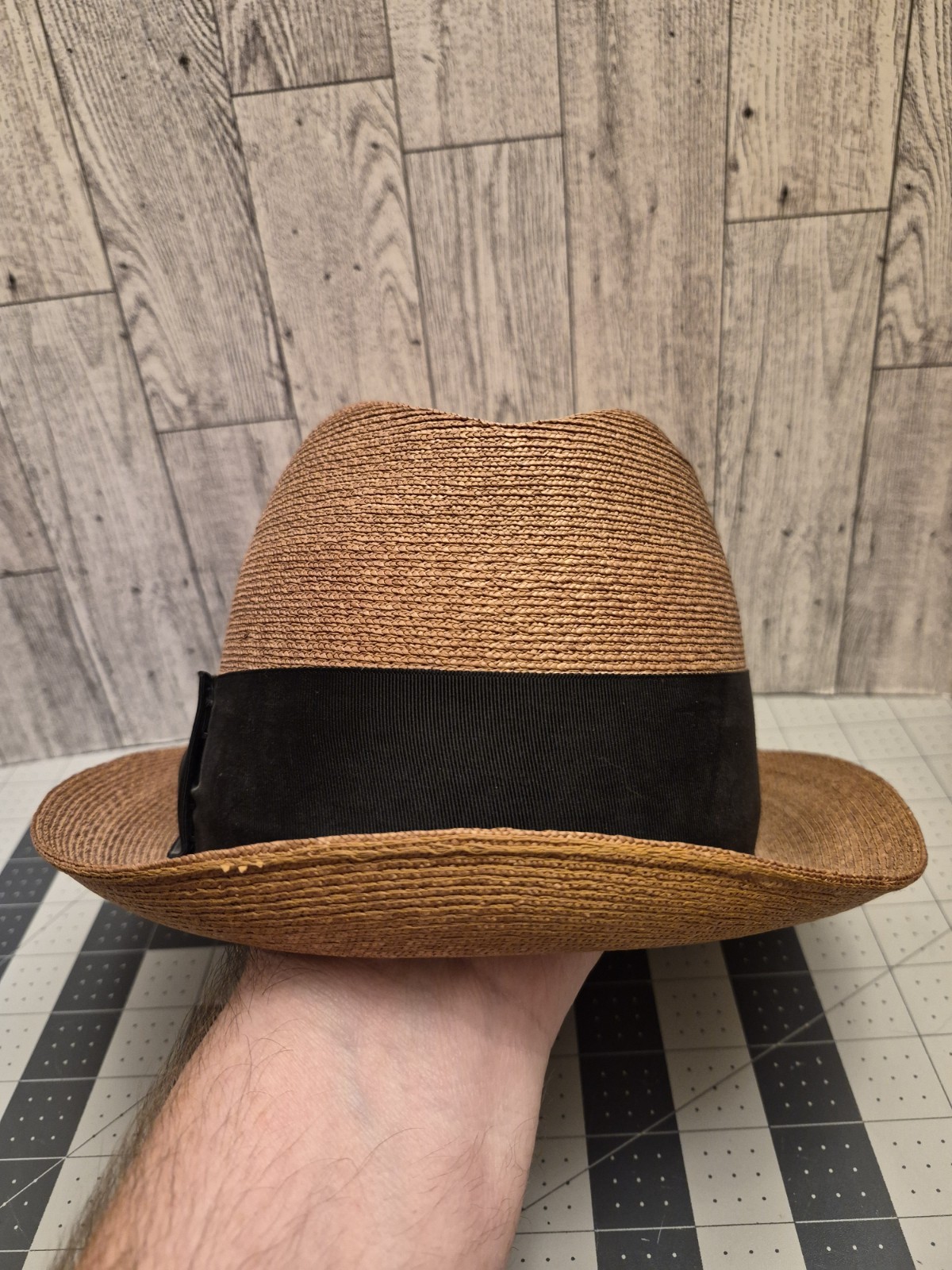 Vintage Knox New York Straw Fedora Hat 7 1/8 size