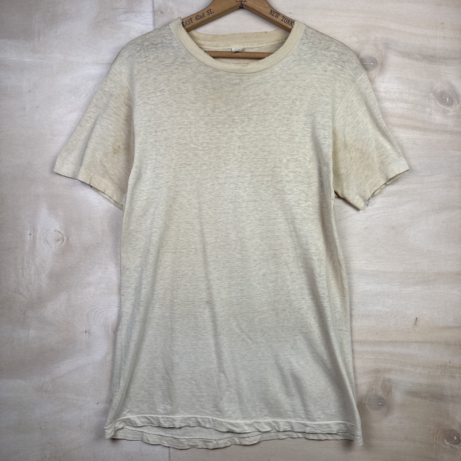 Vintage 70s 80s Fruit Of The Loom Blank Distressed Thrashed T Shirt 18 x 28