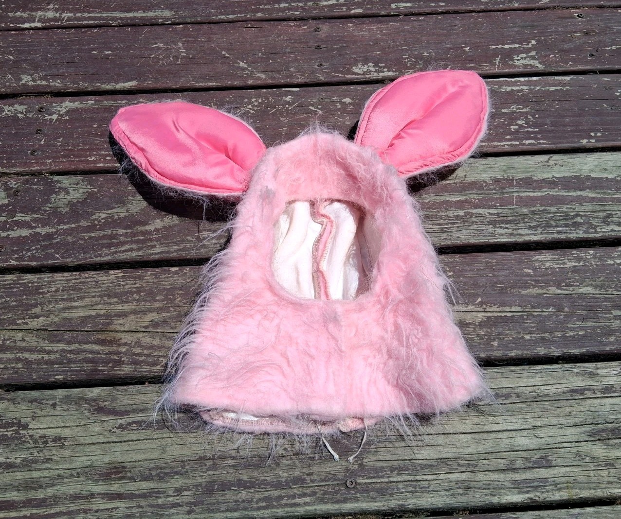 Vintage 1960s 1970s Pink Bunny Costume Hat Halloween Piglet