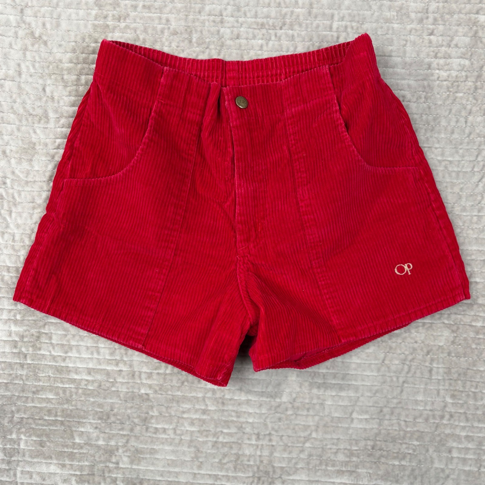 Vintage Ocean Pacific OP Red Corduroy Shorts Mens 32 Made in USA 80s Surf Retro