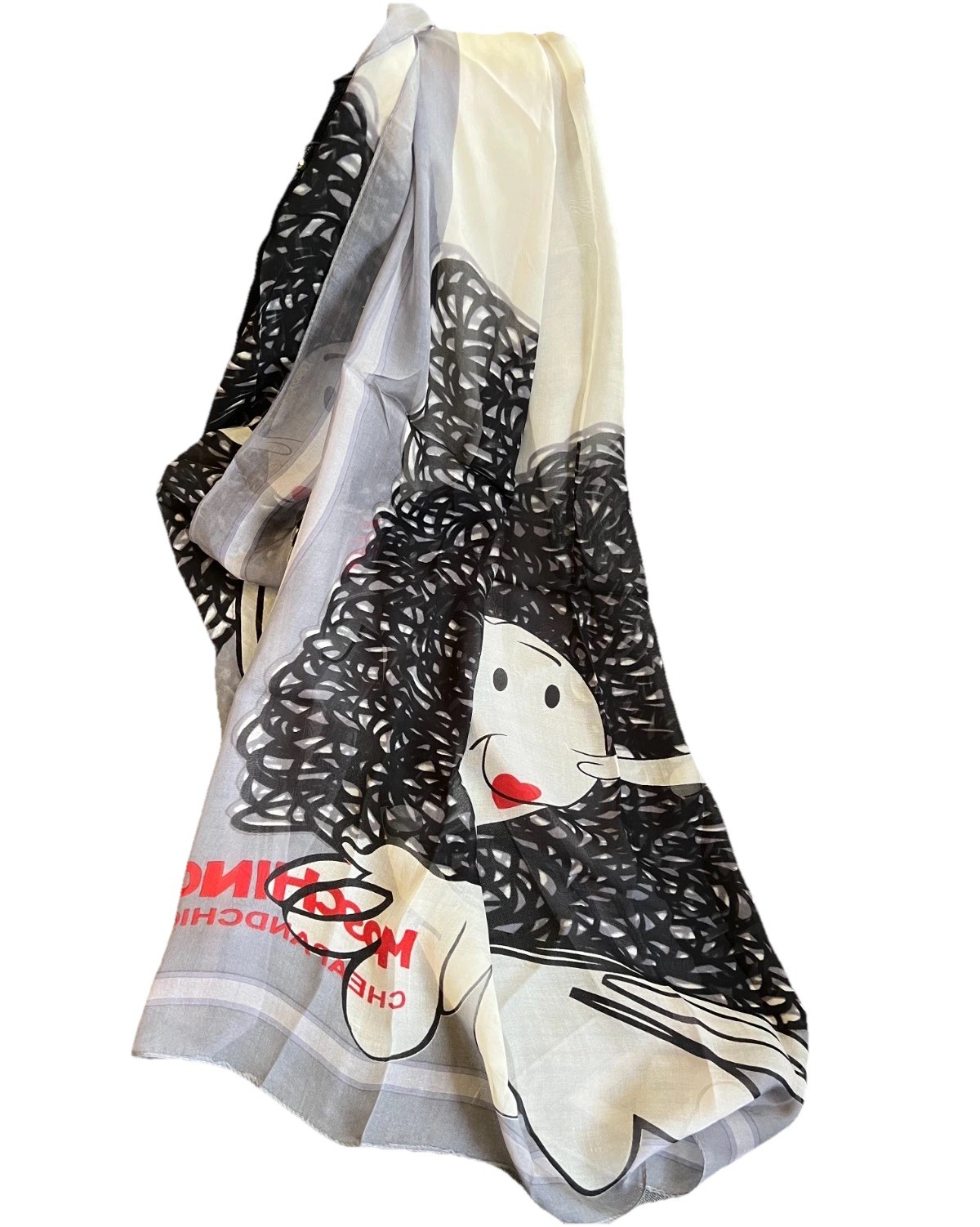 Rare MOSCHINO POPEY’E CHEAP AND CHIC Silk Scarf 26″ X 66 In Good VTG Condition