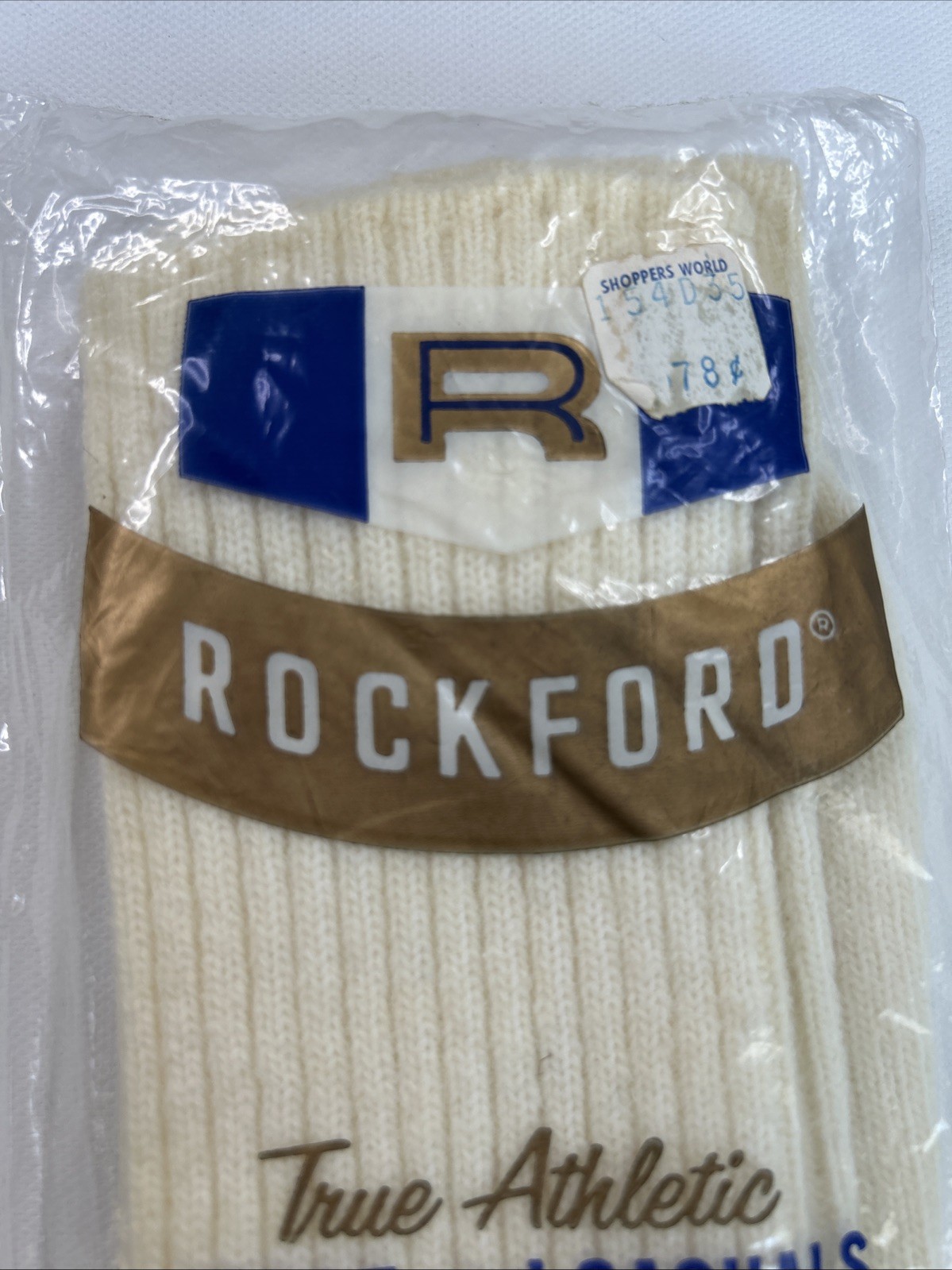 VTG Rockford Crew Socks Ivory Off White 10-13 80’s Acrylic Blend Sport Stretch