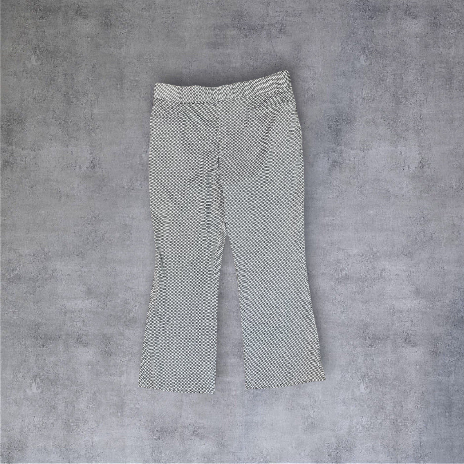 Vintage 70s Gray & White Pattern Flare Leg 37×28 Trousers