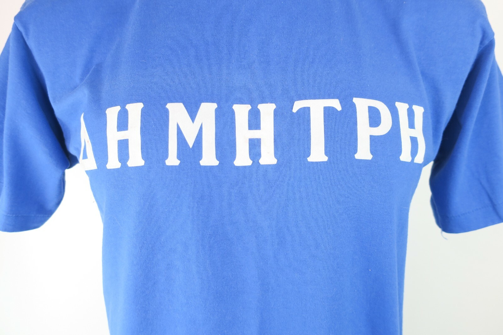Single Stitch Vintage 90s AHMHTPH Greek Festival Cardiff CA Felt Letters Tee L