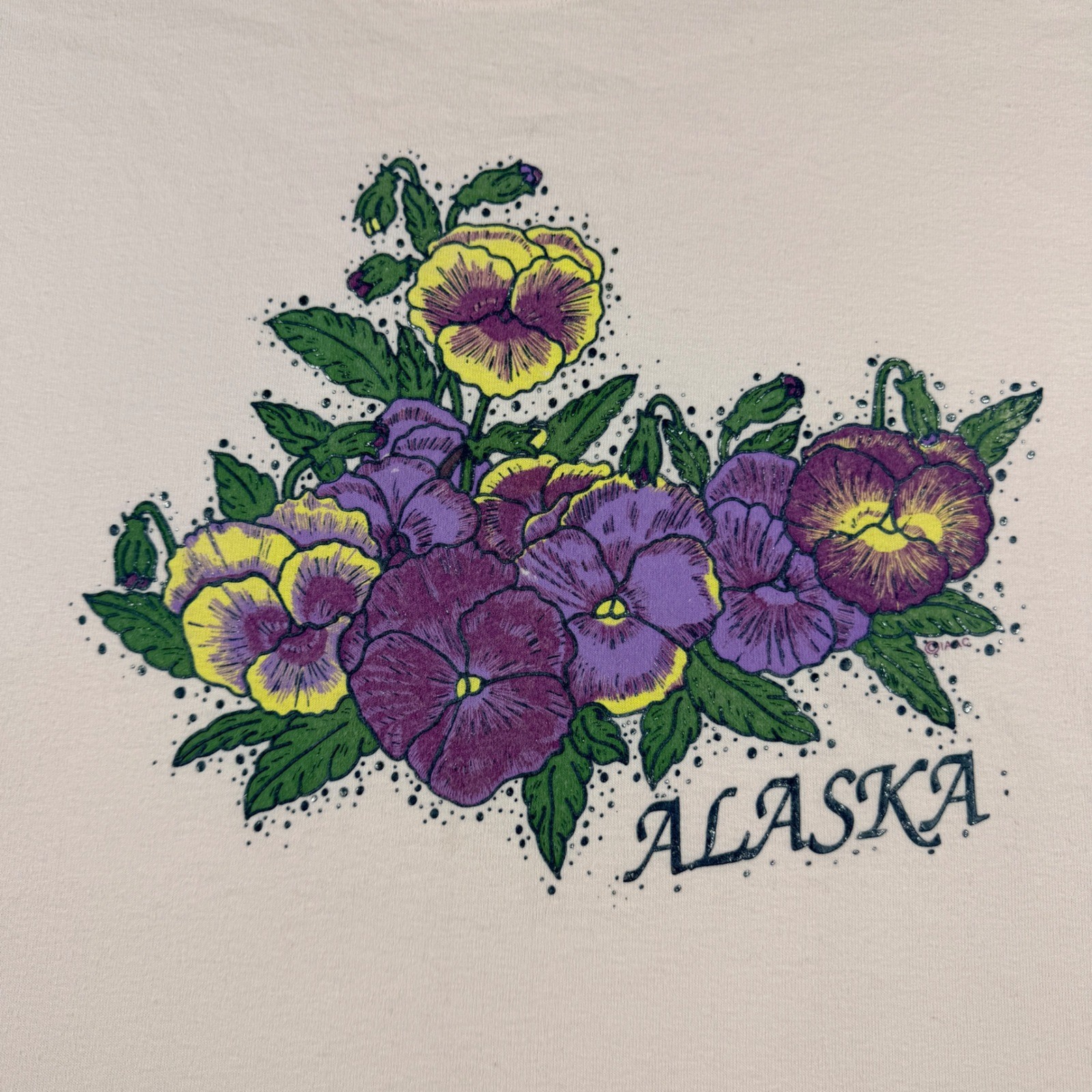 VINTAGE 90s Lee Alaska Pansy Floral T-Shirt Women’s XL Pink Brushed Cotton