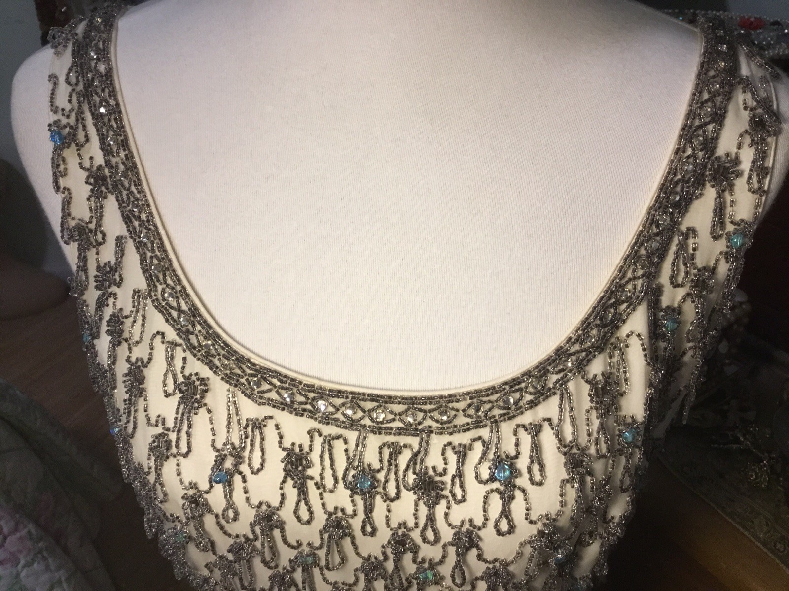 1960’s Vintage British Crown Colony Beaded Rhinestone Hong Kong Dress Small READ