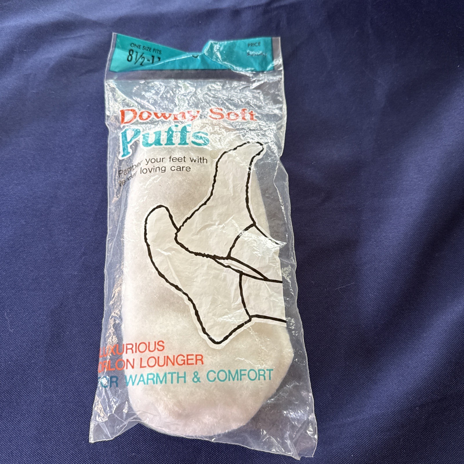 Vtg Downy Soft Puffs Orlon Slipper Bootie Socks White Lounger NOS Maryon Mills