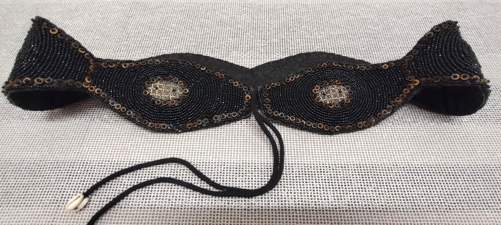 African Beaded Wood SASH BELT Black Coffee WIDE HIP BELT XL 42 in