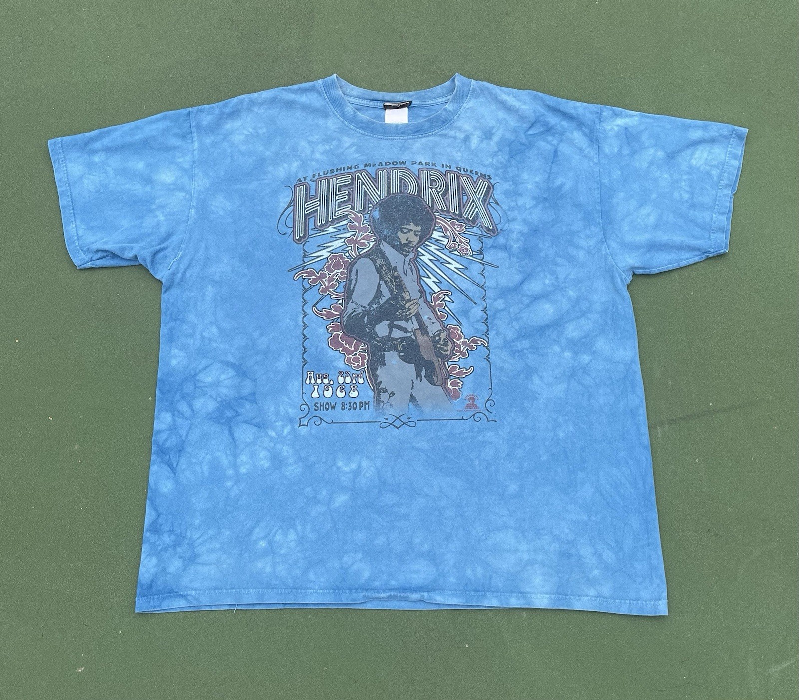 Jimi Hendrix Meadow Park Queens Blue Tie Dye T-Shirt Size X-Large 2007 Concert T