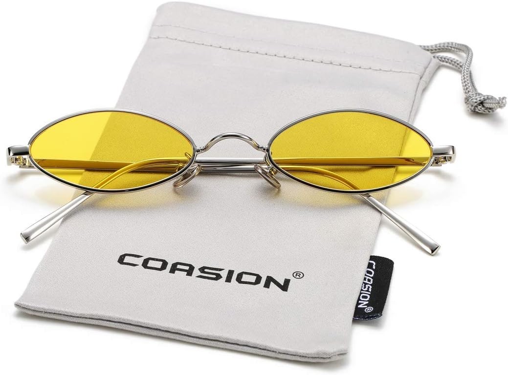Vintage Small Oval Sunglasses Metal Frame UV400 Retro for Women Men Unisex