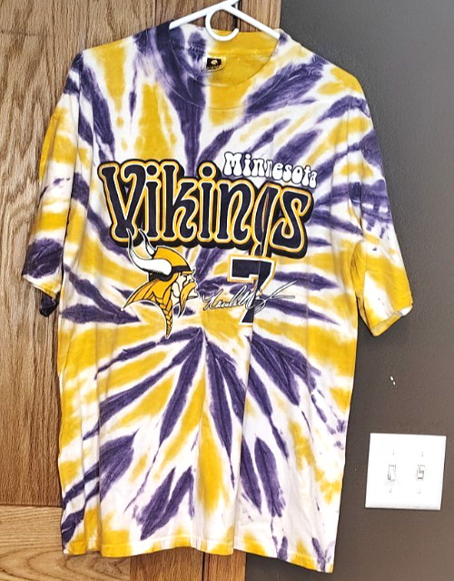 VINTAGE 1999 MINNESOTA VIKINGS RANDALL CUNNINGHAM TIE DYE T-SHIRT ADULT XL