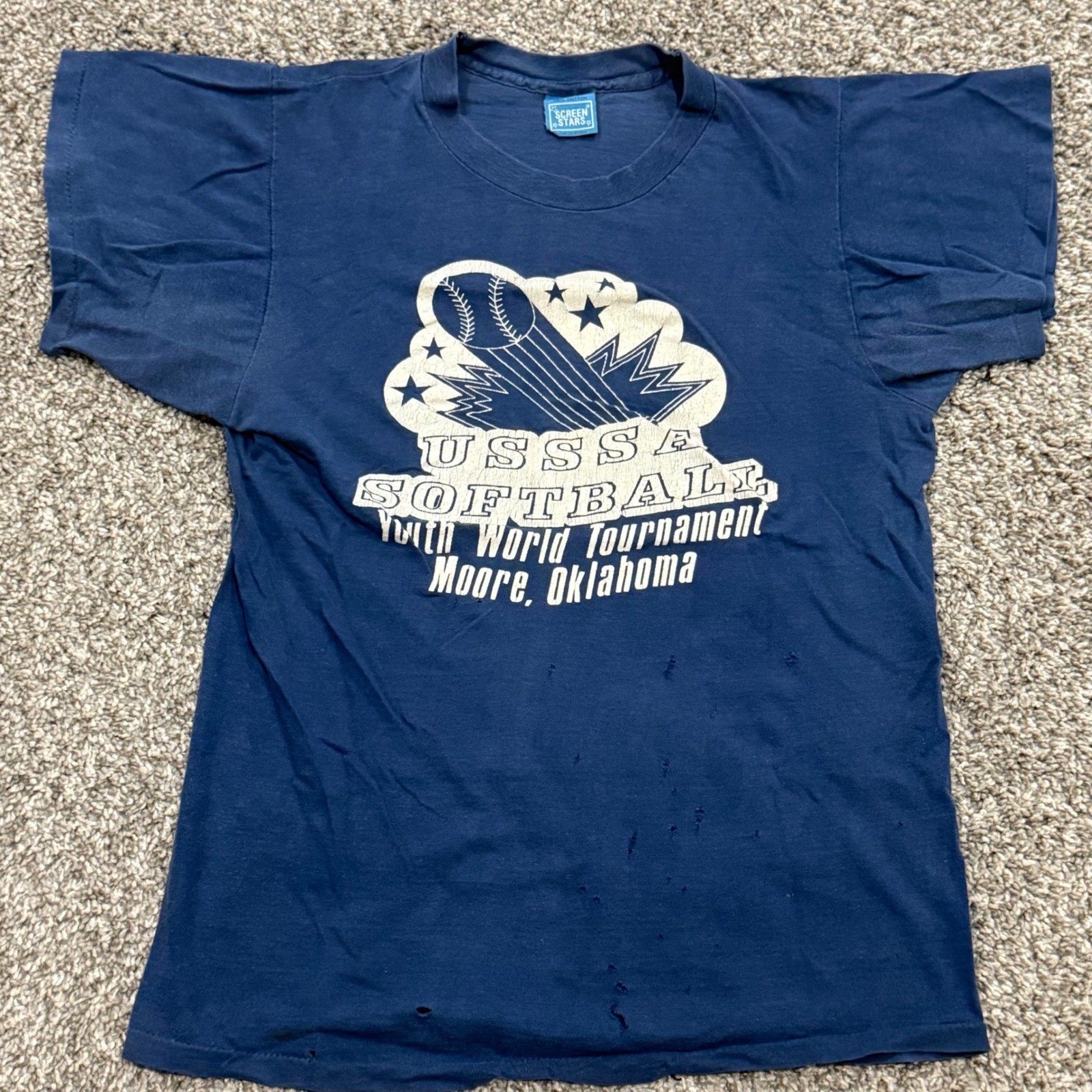 True Vintage 70s USSSA Softball World Tournament TShirt Moore Oklahoma Mens S
