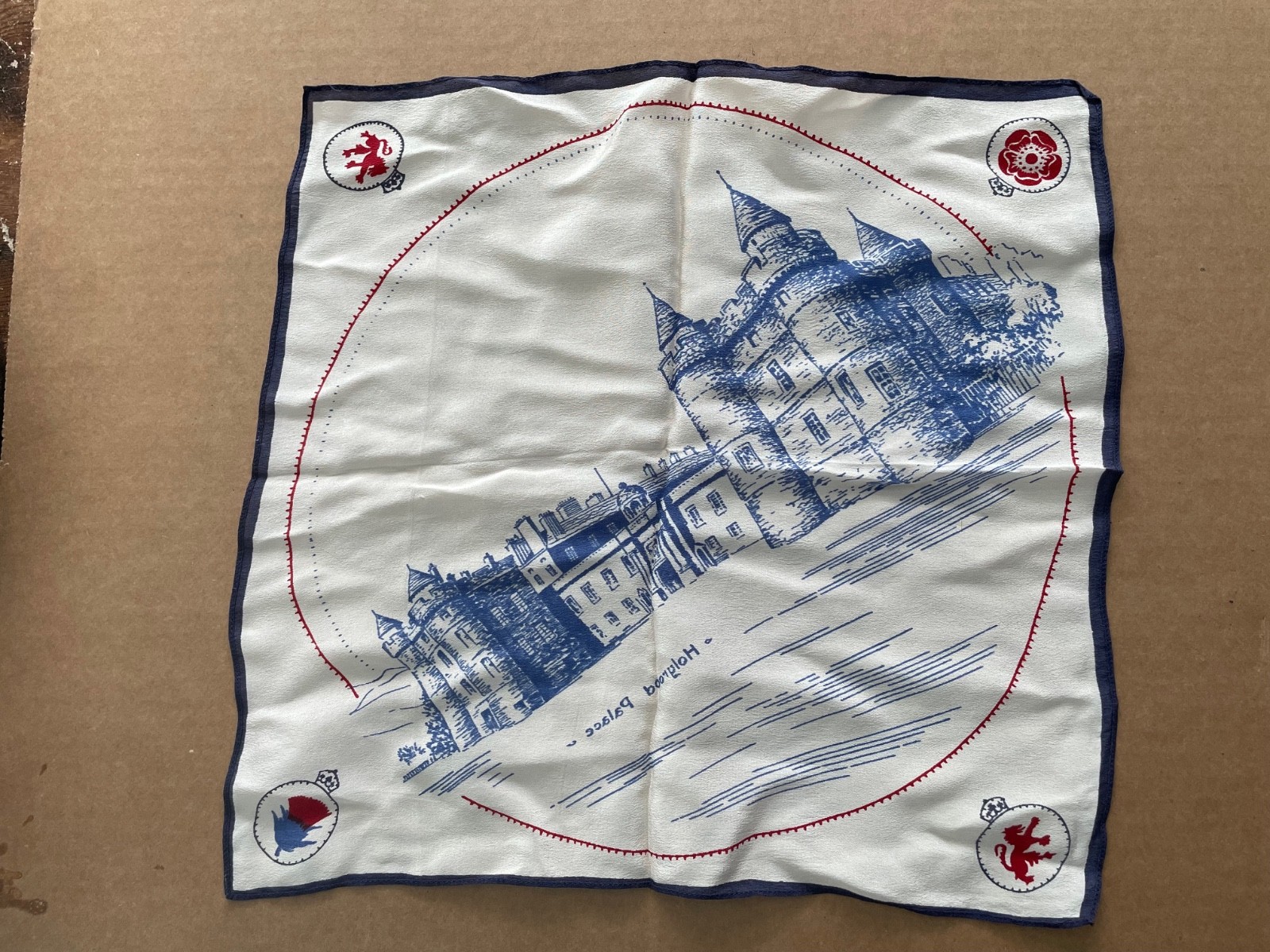 Vintage HANDKERCHIEF Souvenir Holyrood Palace Edinburgh United Kingdom