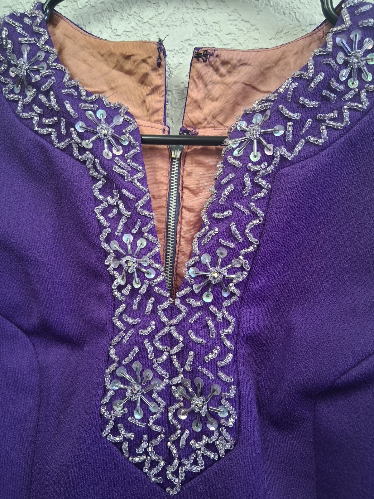 Vintage 60s Mod Dress Embellished Women’s Purple Sleeveless Belt Sz 13