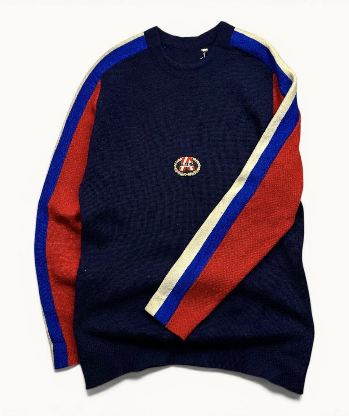 Vintage Men’s Austria Wool Ski Embroidered Sweater 70s Colorblock Sz M