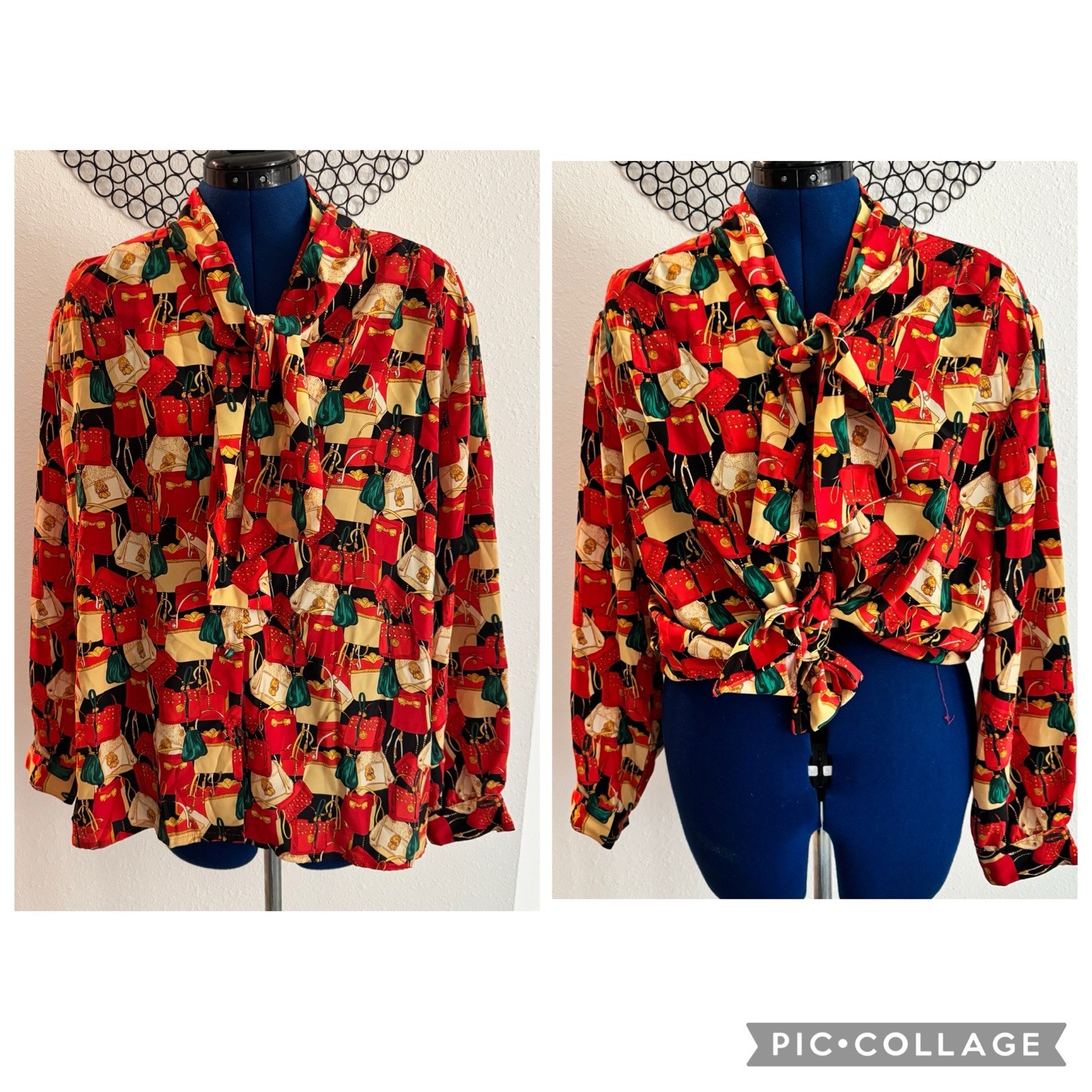 Vintage Jordan Woman Plus Size 3XL Blouse Purses Pussybow Iconic 80’s 90’s Top