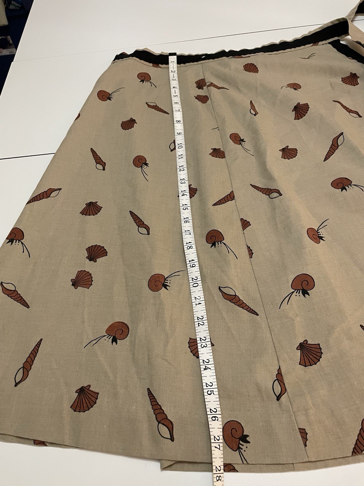 Vintage 80s Cotton Blend Coastal Novelty Sea Shell Crab A Line Wrap Skirt Small