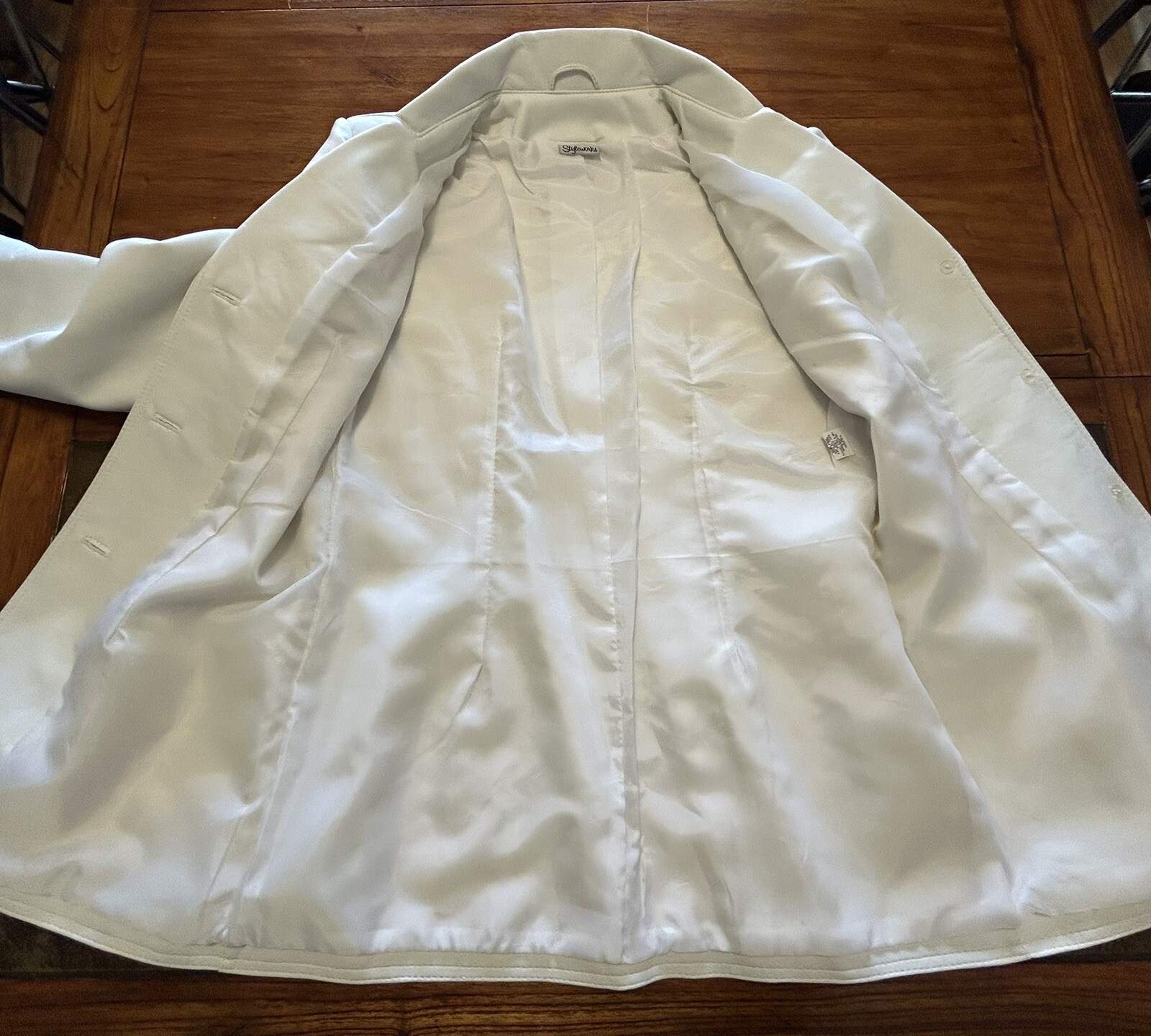 VTG 80s/90s STYLEWORKS 2 Pc White Glam Pleather Jacket Sz 12 Crop Tank Top Sz 14