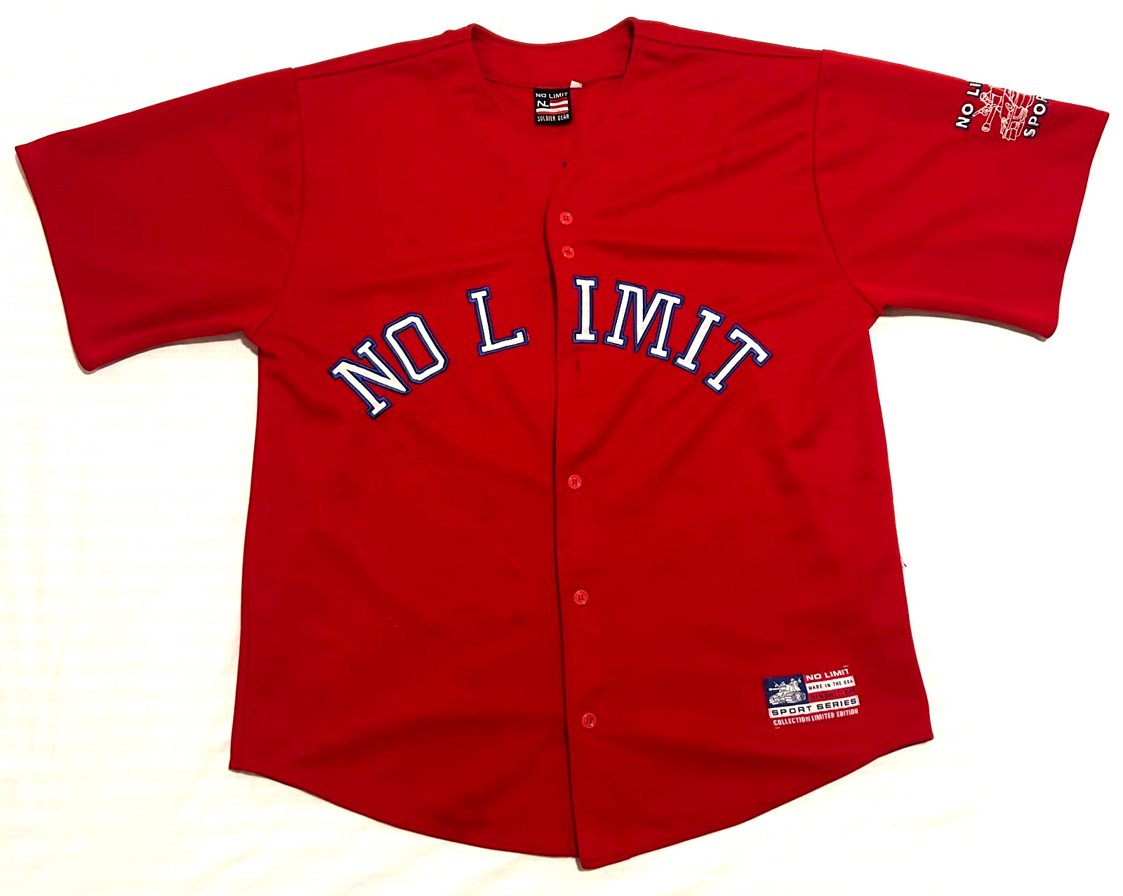 Vtg XL No Limit Records Baseball Jersey 90s Rap Hip Hop Soldier Gear Master P