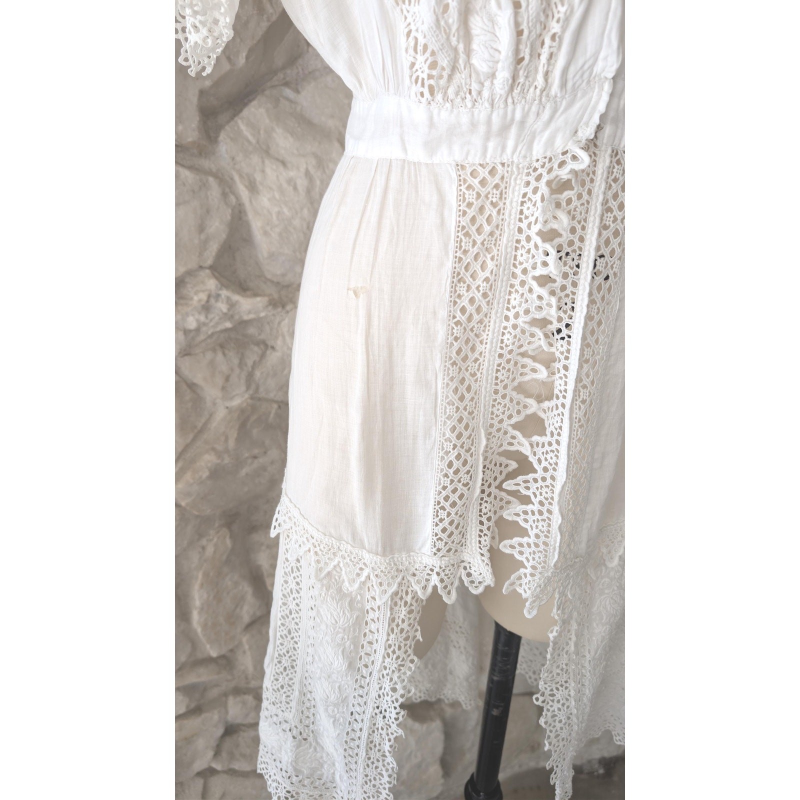 1900s Antique White Edwardian Victorian Dress – Boho Wedding Costume Petticoat