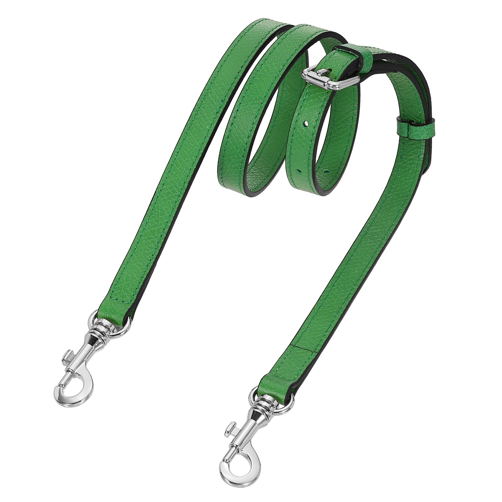Leather strap bag 95-115cm adjustable green silver buckle