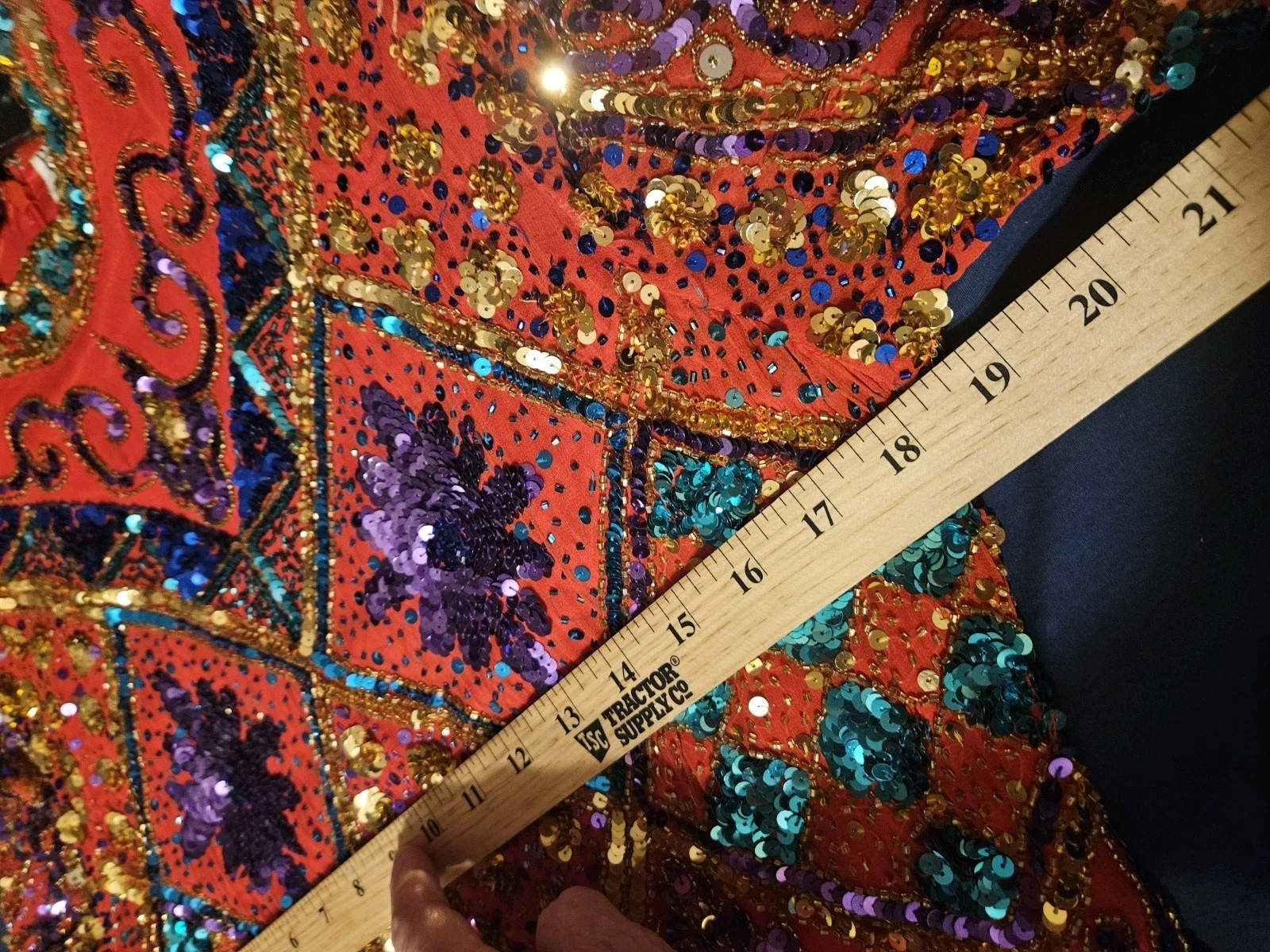 Vtg Sequined 80’s Dress Sz 12 Silk Black Tie L/S RARE Heavy Formal Zips 1704L☆