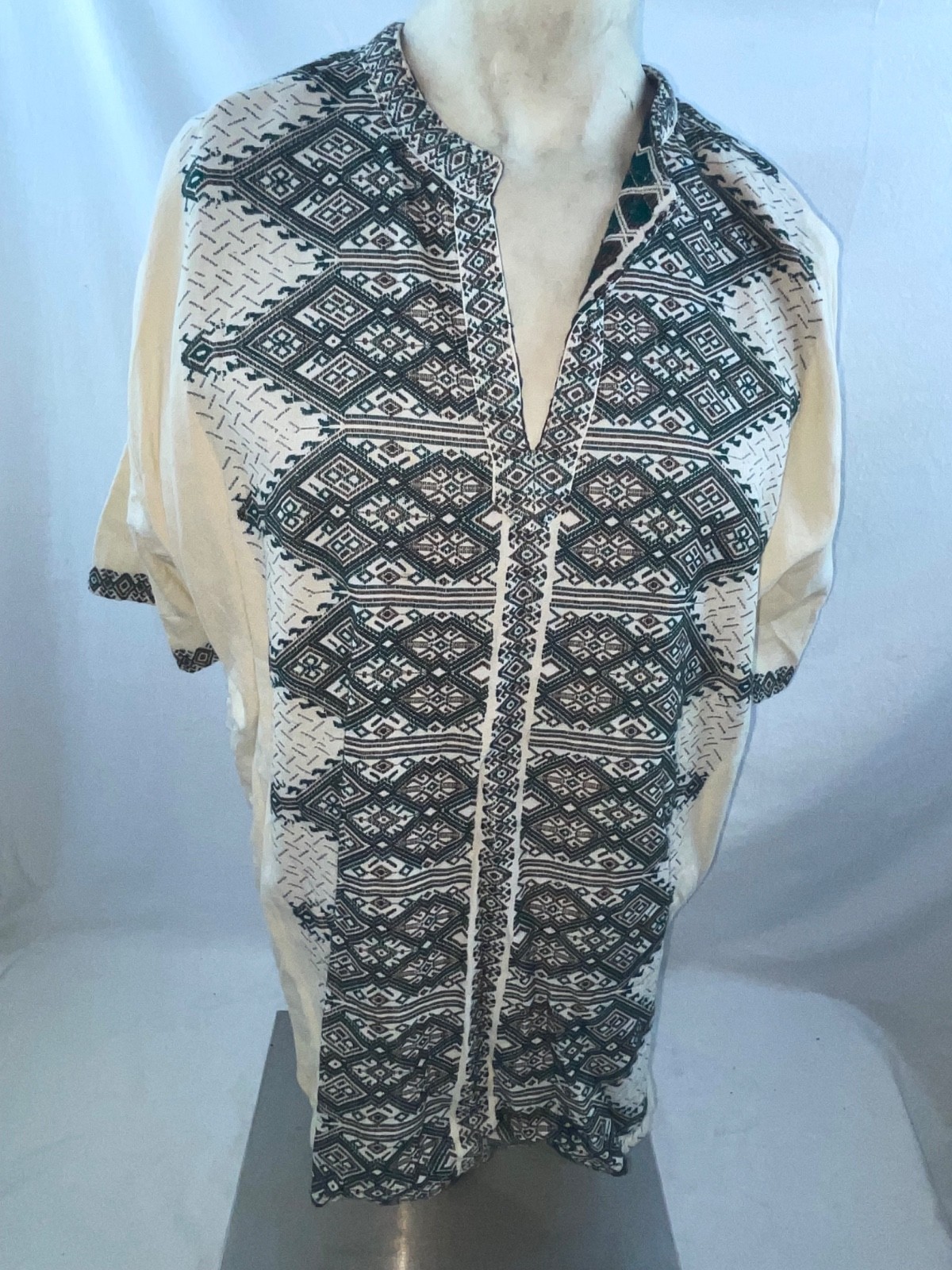 VTG MENS GREEK TUNIC DASHIKI ETHNIC SURF SURFER BEACH CABANA SHIRT