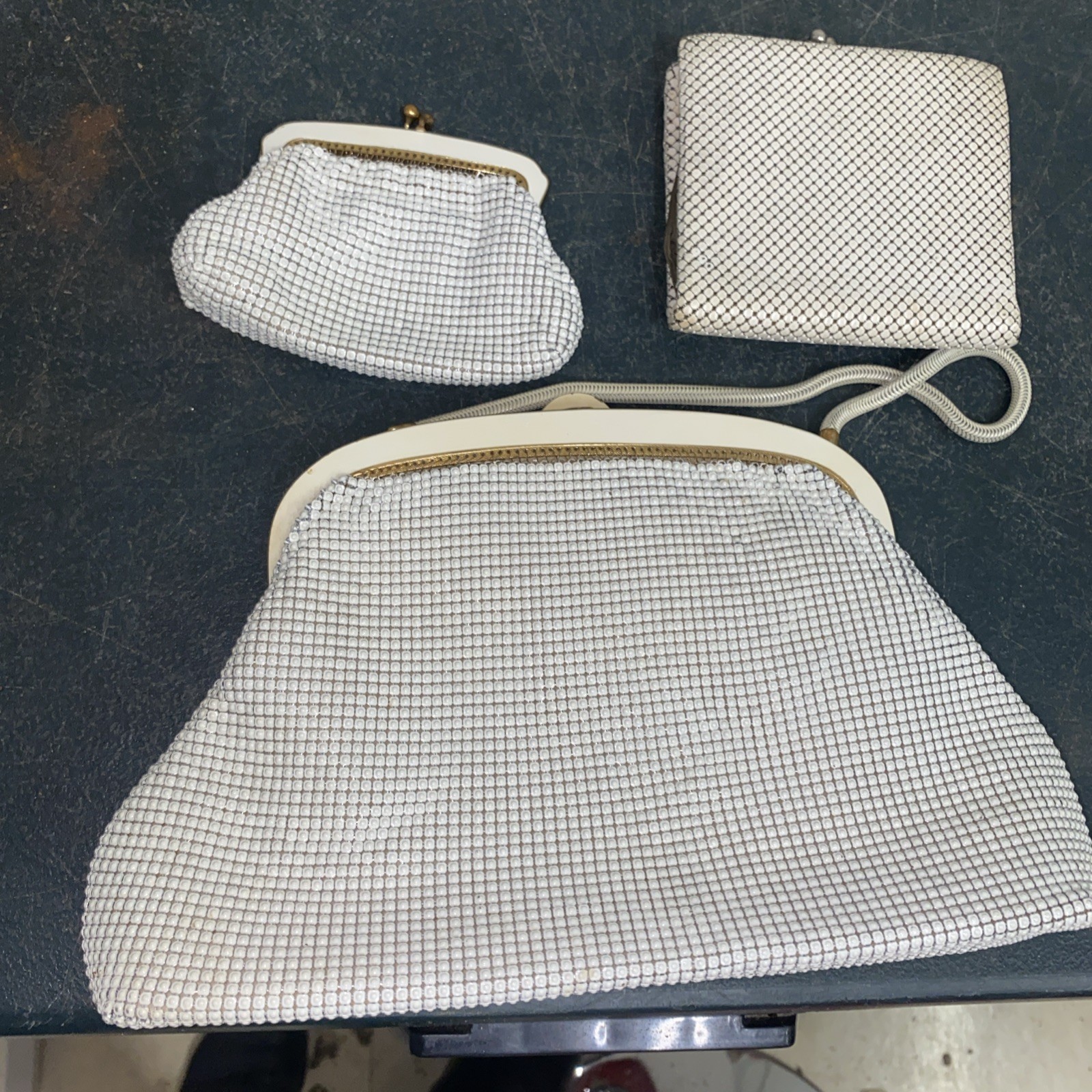 OROTON WEST GERMAN Glomesh Vintage Evening Hand Bag Cream Mesh 1970