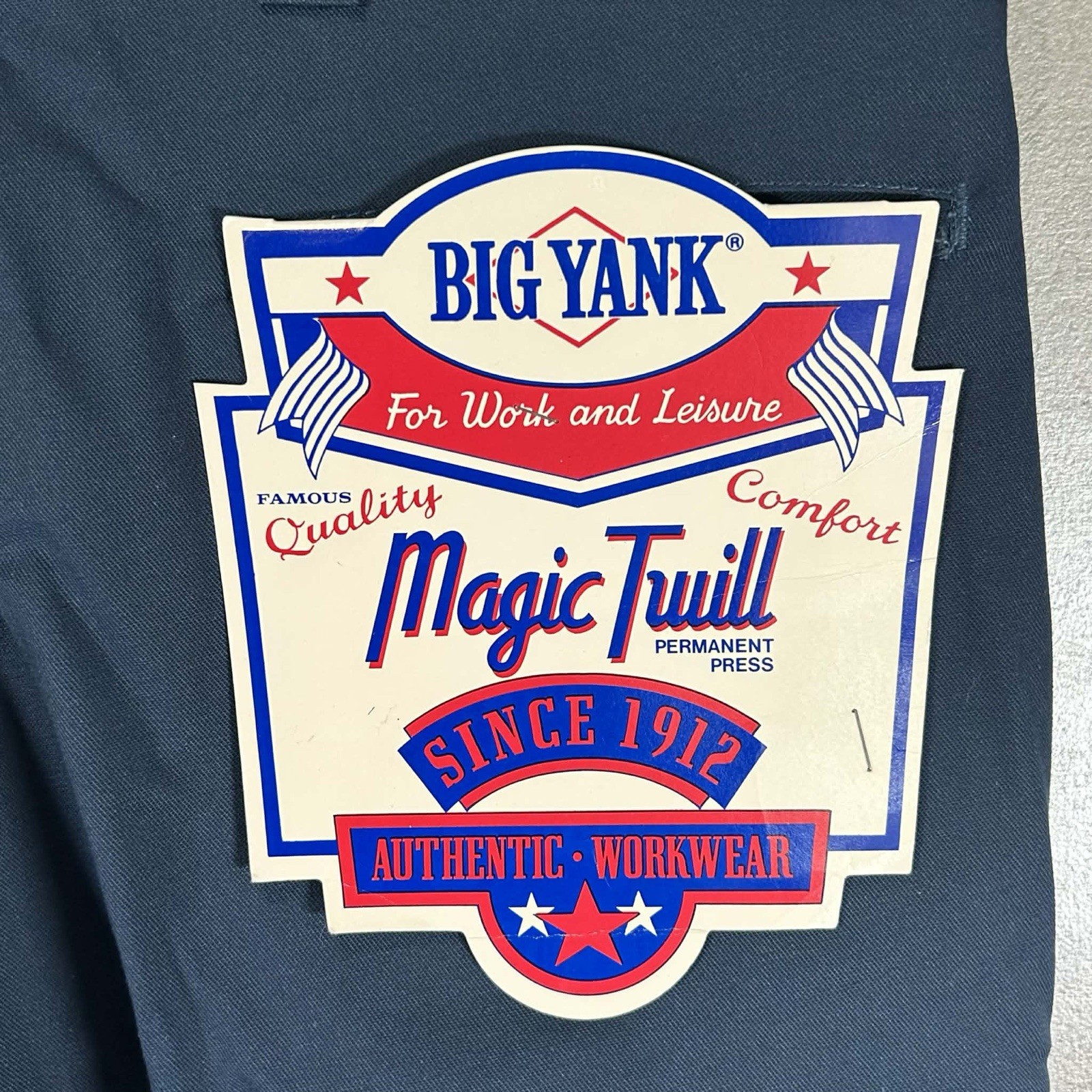Vintage Big Yank Work Pants Men’s Size 38×29 Navy Blue 70s 80s New Dead Stock