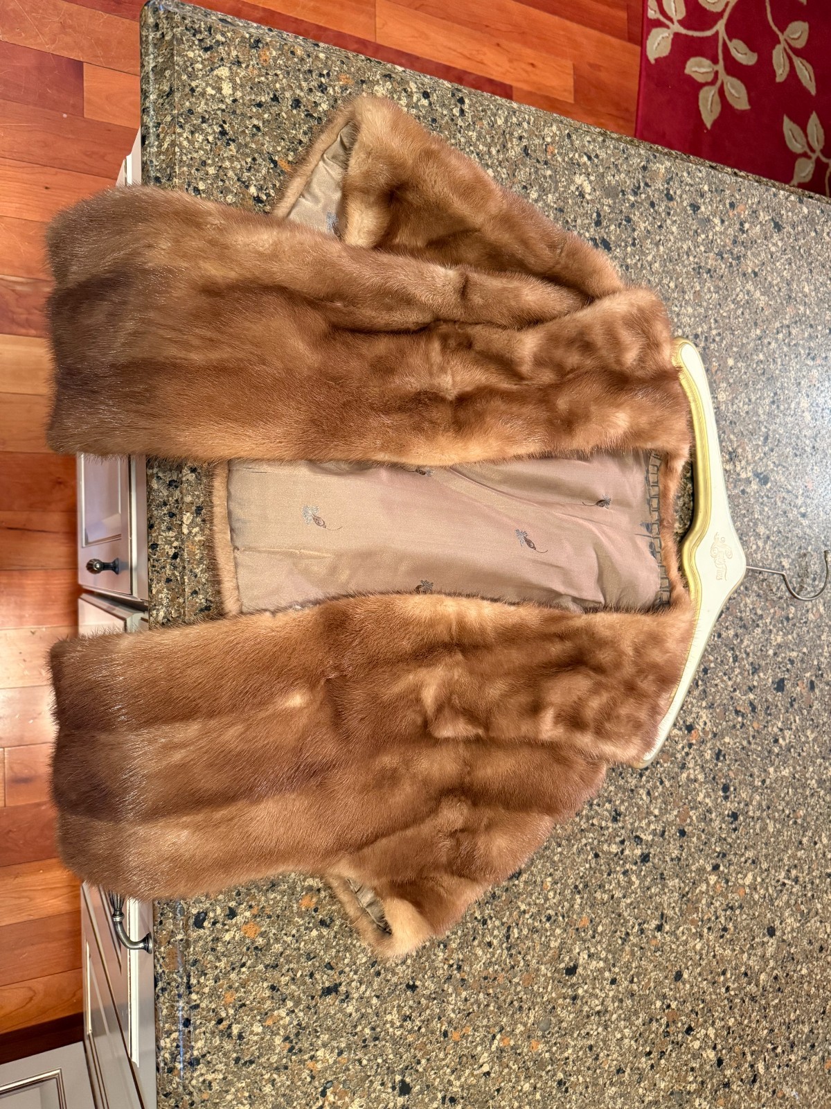Vintage Real Mink Fur Stole Wrap Capelet Monogrammed Mid Century Hollywood Glam