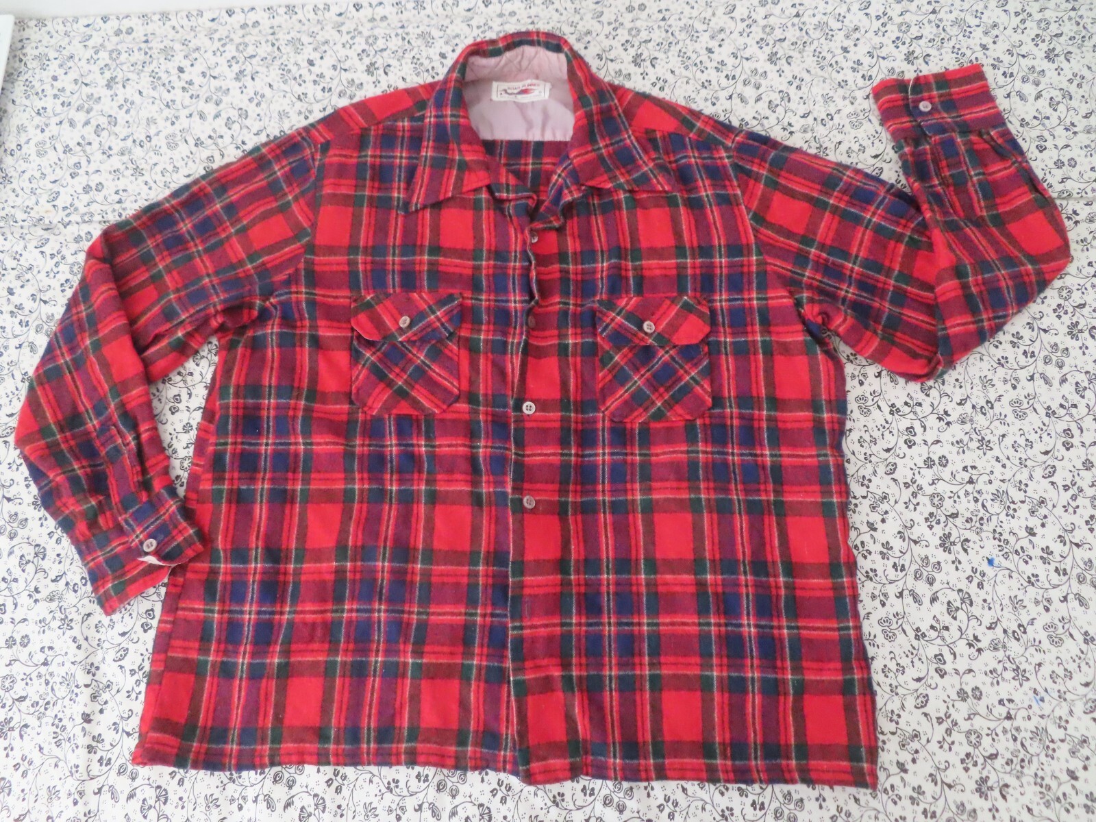 vintage rare road runner plaid flannel shirt 60s 70s made in korea no size READ!