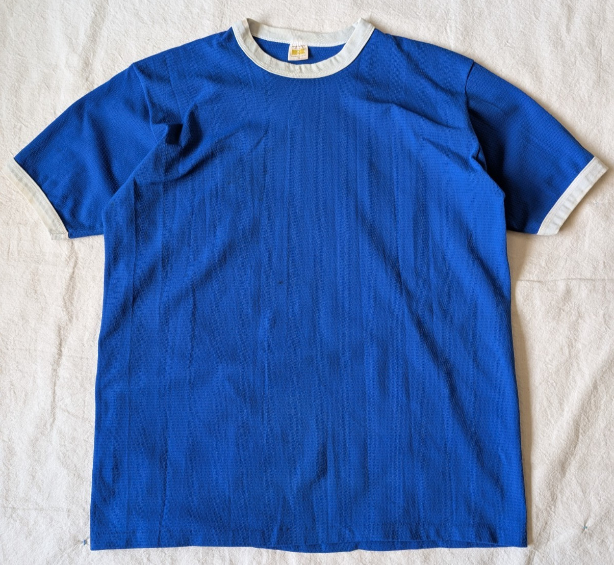 Russell Athletic Vintage 70s Blue Truck Stop Jersey Ringer Tee Size XL USA Made