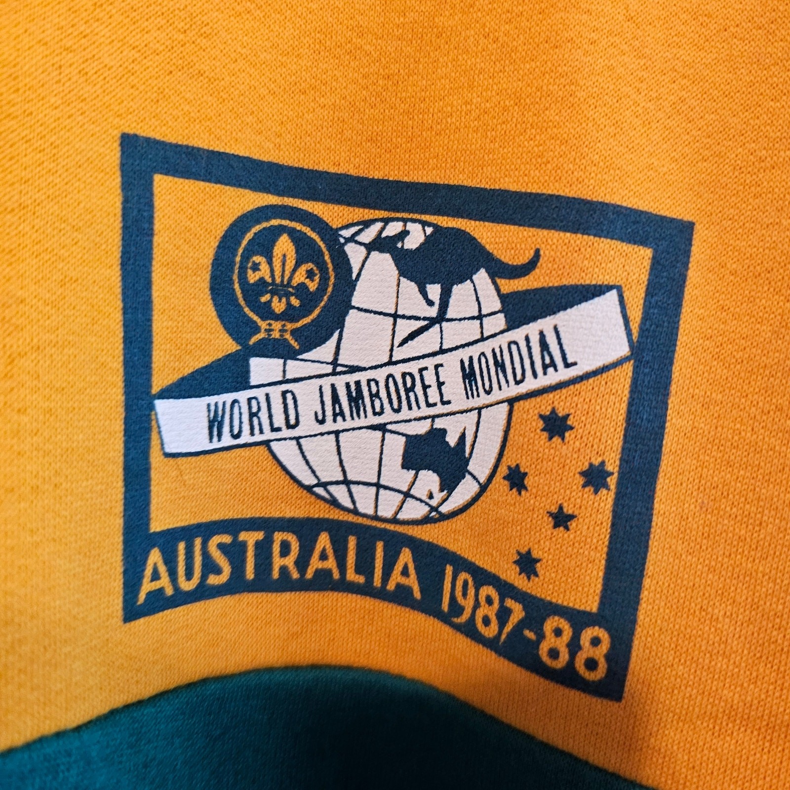 Vintage World Jamboree Mondial Australia Sweater Men XL Green Preppy Boy Scouts