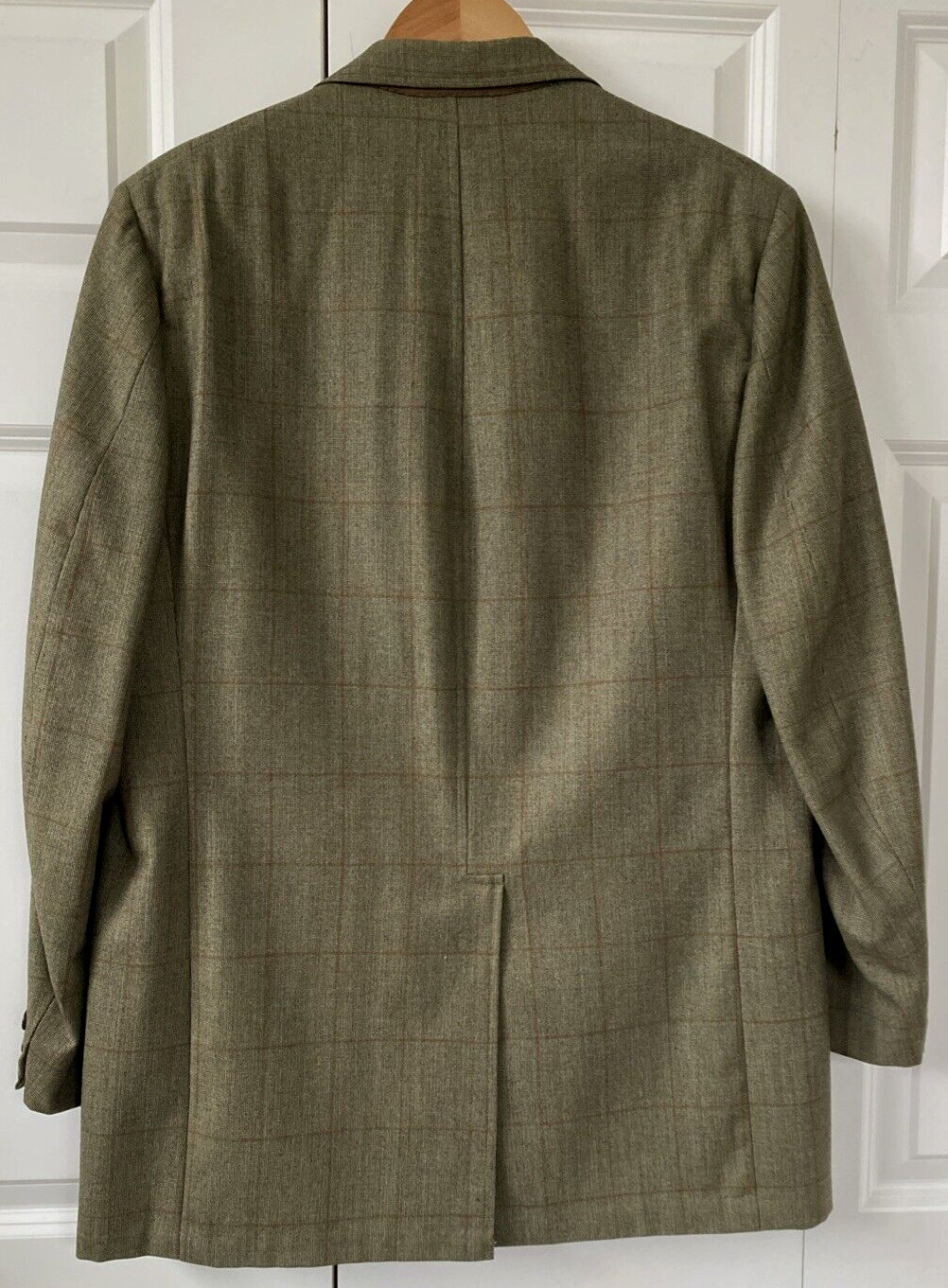 Vtg Rockabilly Mod Green Plaid 3 Roll 2 Wool Hollywood Sport Coat Sz 44L Blazer