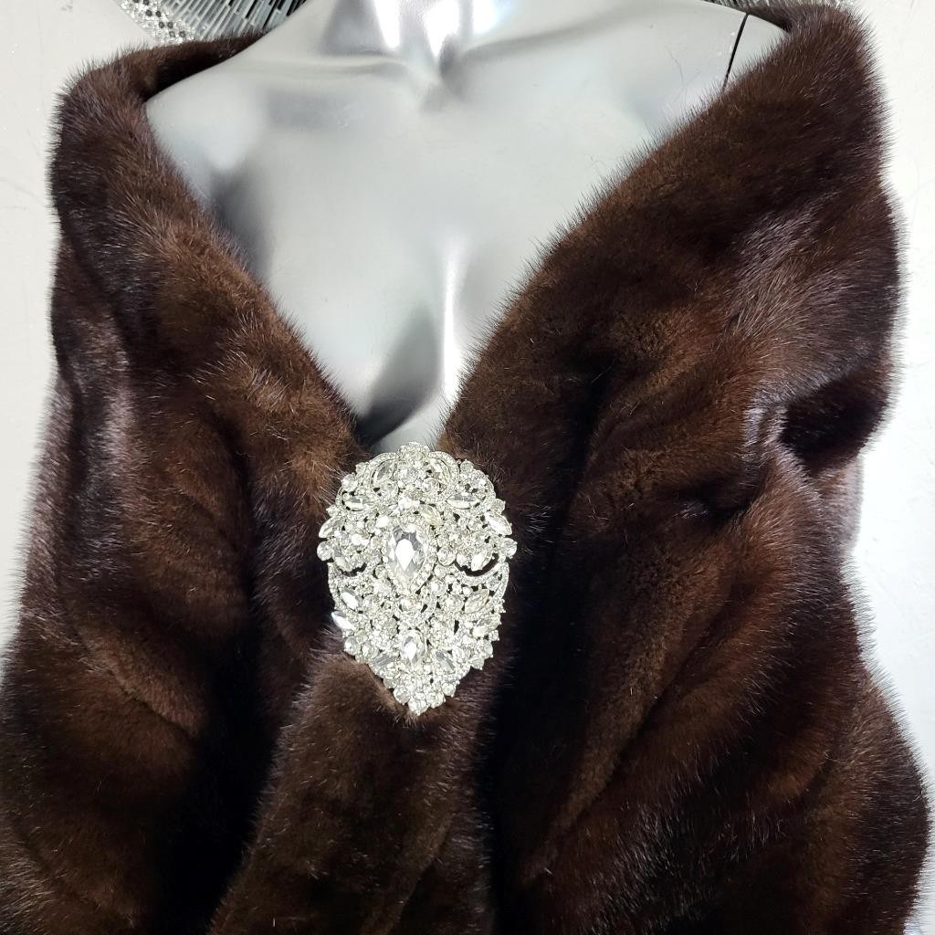 VINTAGE RANCH MAHOGANY BROWN GENUINE REAL MINK FUR STOLE WRAP COAT SHAWL