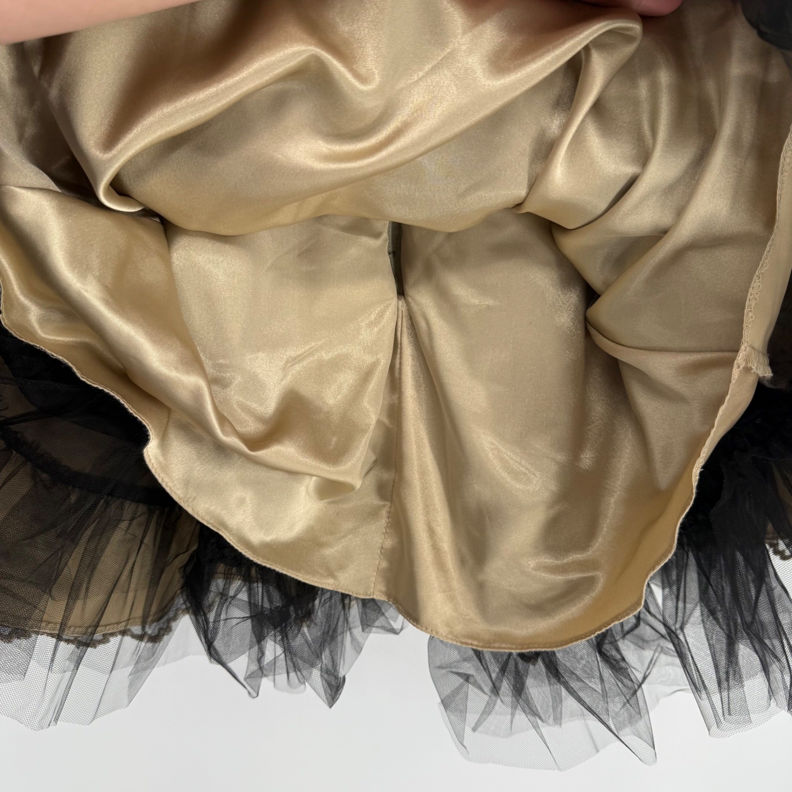 JESSICA MCCLINTOCK VINTAGE STRAPLESS MINI PARTY DRESS BLACK GOLD TULLE SKIRT 4