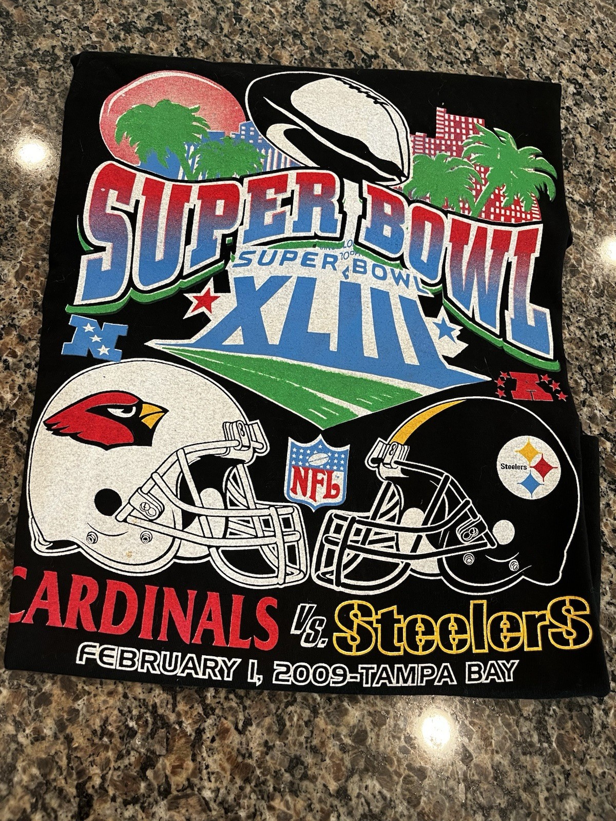 2009 Super Bowl XLIII T-Shirt Black Steeler vs. Cardinals NFL