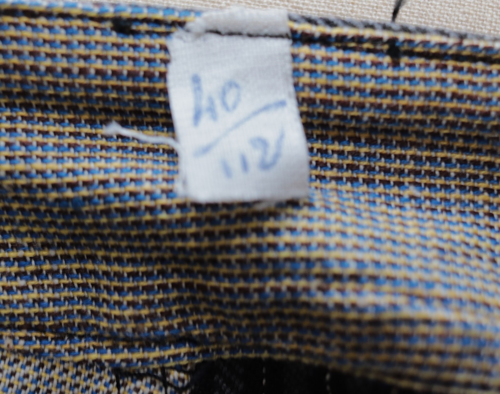 New French 1940s Grey Striped Woven Cotton Work Peasant Pants W30 Made in France